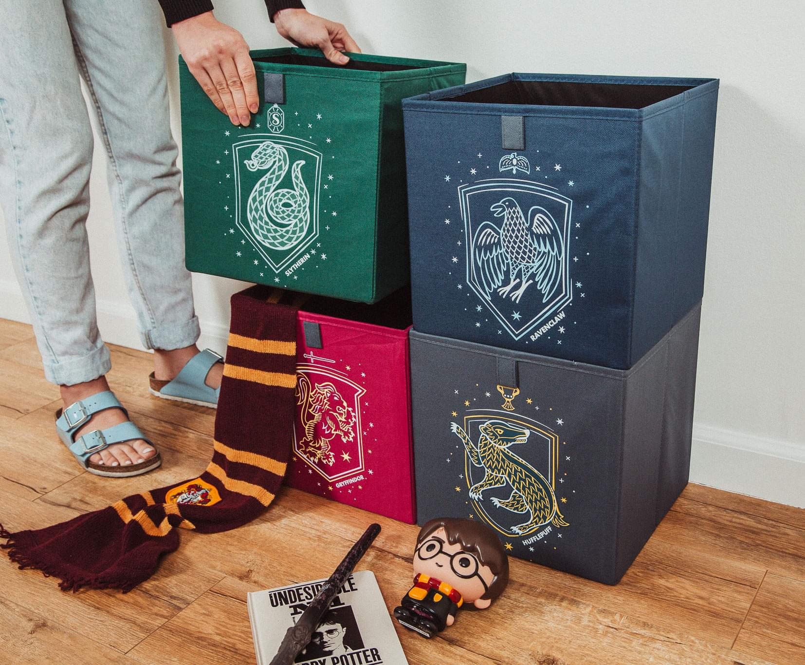 4-Pack Harry Potter Hogwarts Houses 11-Inch Magic Storage Bin Cubes