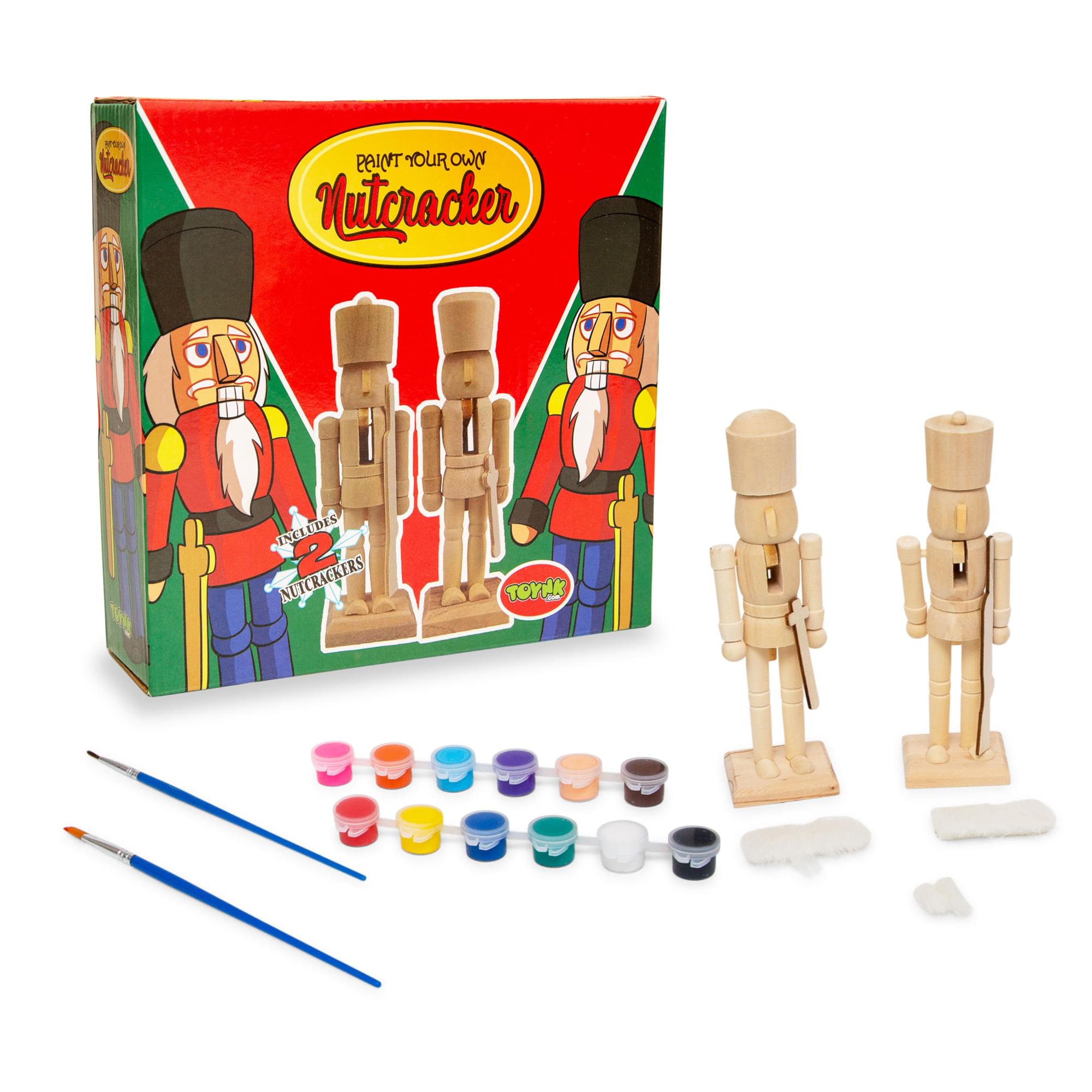 Customize Your Own 7-Inch Wooden Nutcracker Figures Craft Kit - Set of 2