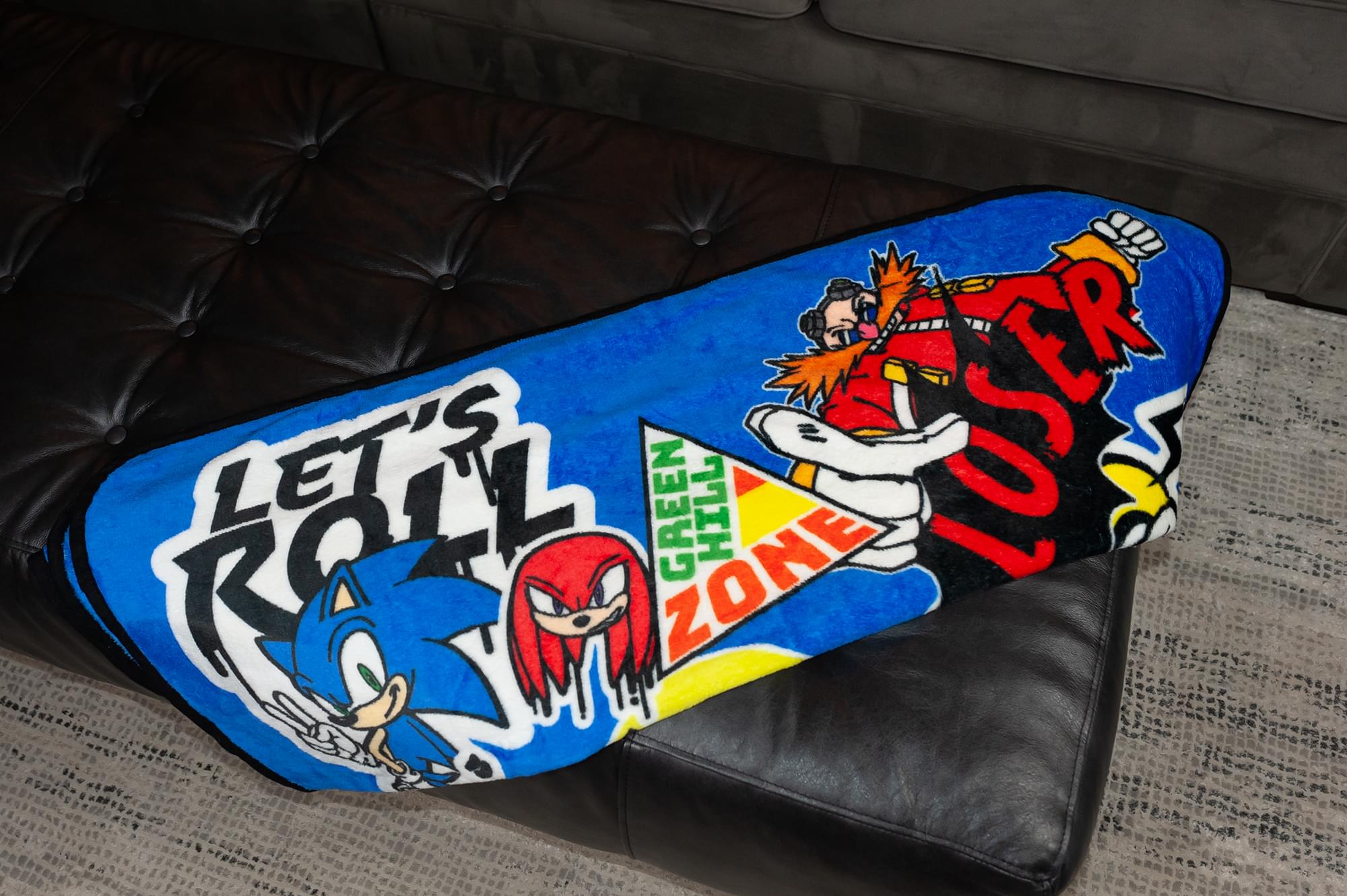Epic Sonic The Hedgehog Sticker Bomb Fleece Throw Blanket - 45 x 60 Inches of Cozy Gaming Goodness