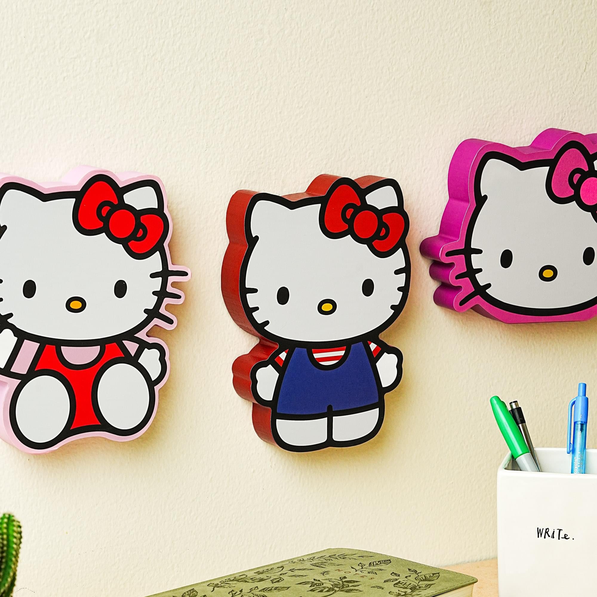 Sanrio Hello Kitty 8x6 Inch Classic Die-Cut Wooden Wall Art Sign - Add a Pop of Playful Charm to Your Space!