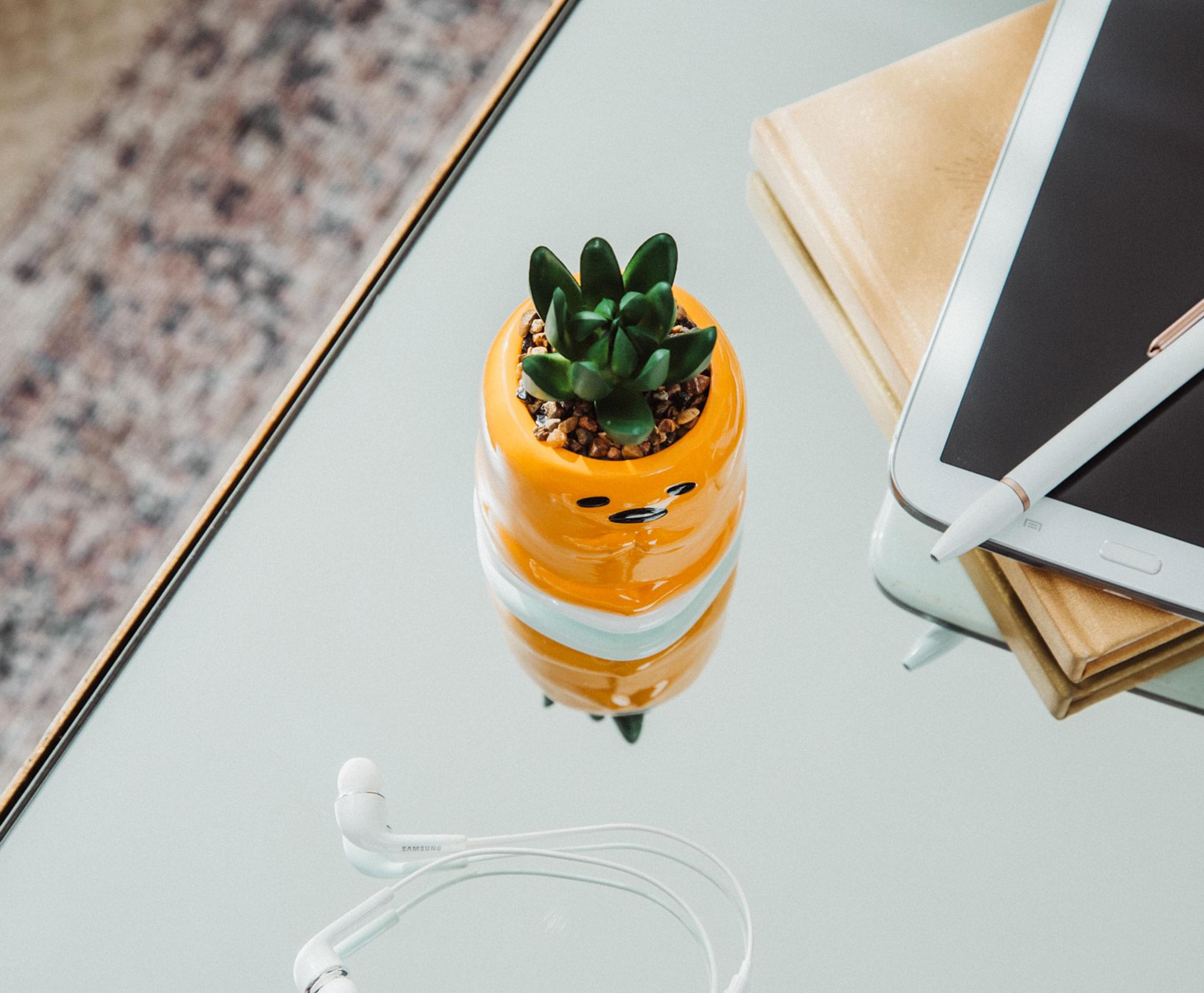 Sanrio Gudetama Meditation-Inspired 3-Inch Mini Planter with Artificial Succulent