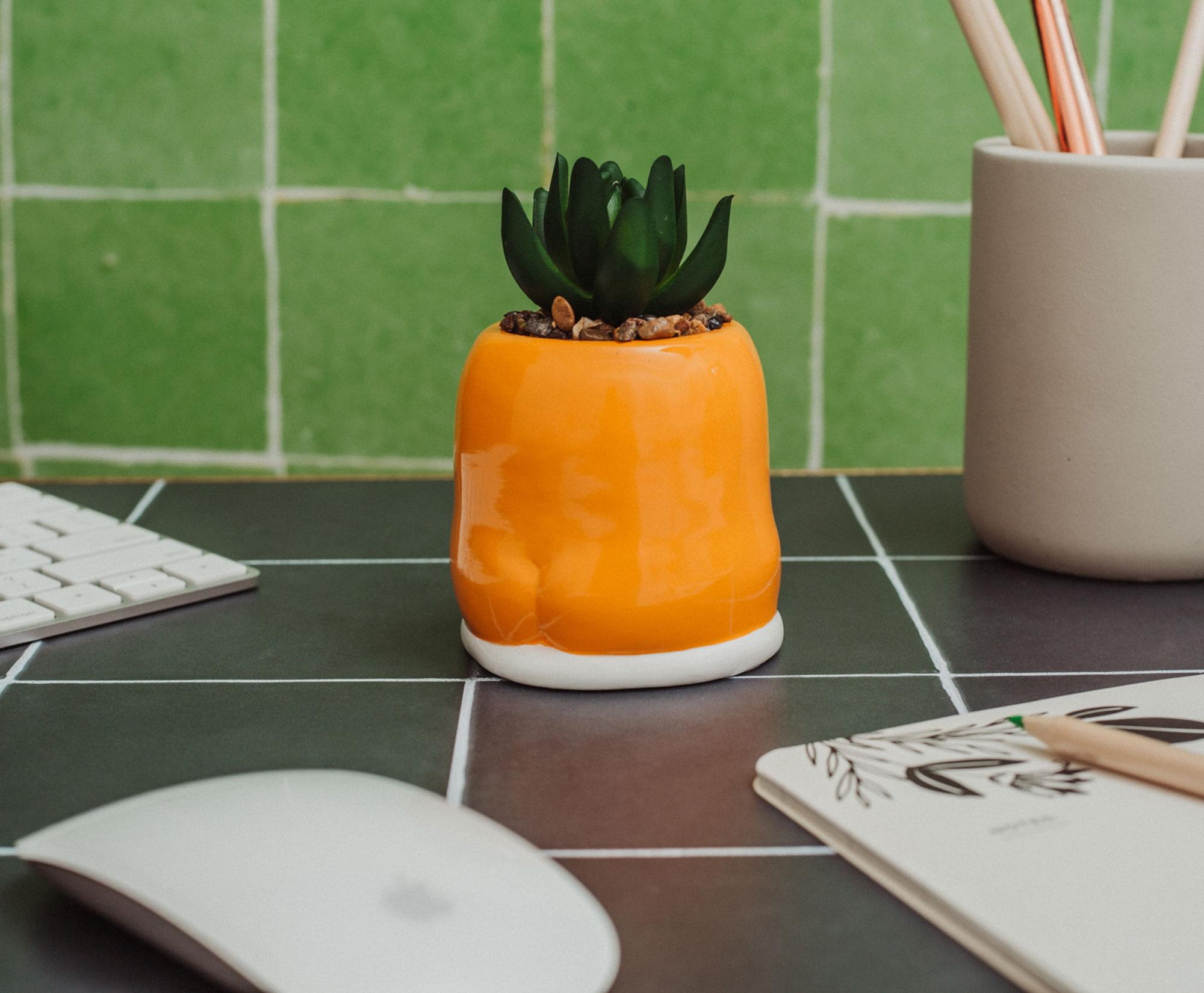 Sanrio Gudetama Meditation-Inspired 3-Inch Mini Planter with Artificial Succulent
