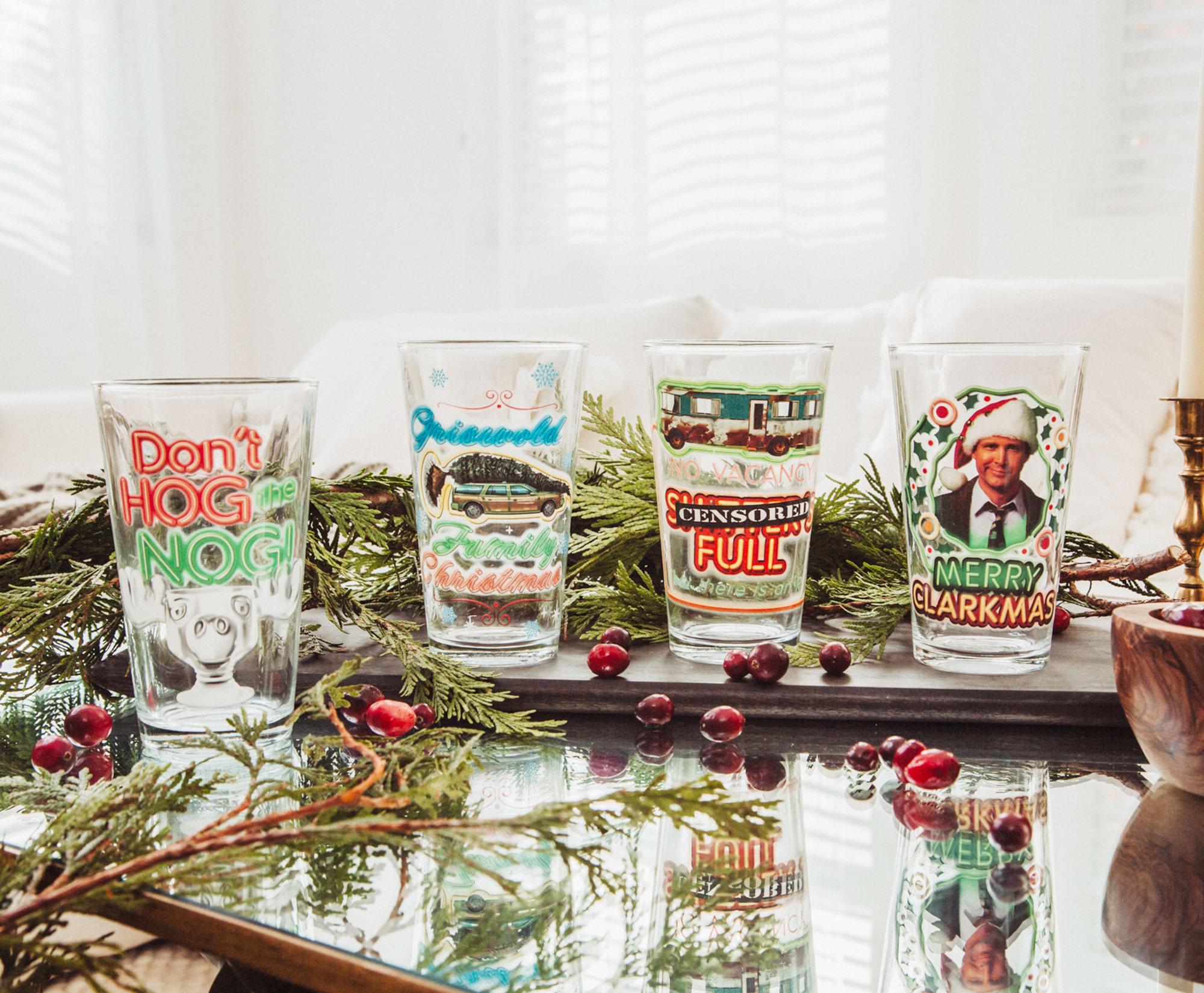 National Lampoon's Christmas Vacation 16-Ounce Pint Glasses Set of 4 - Festive Holiday Drinkware