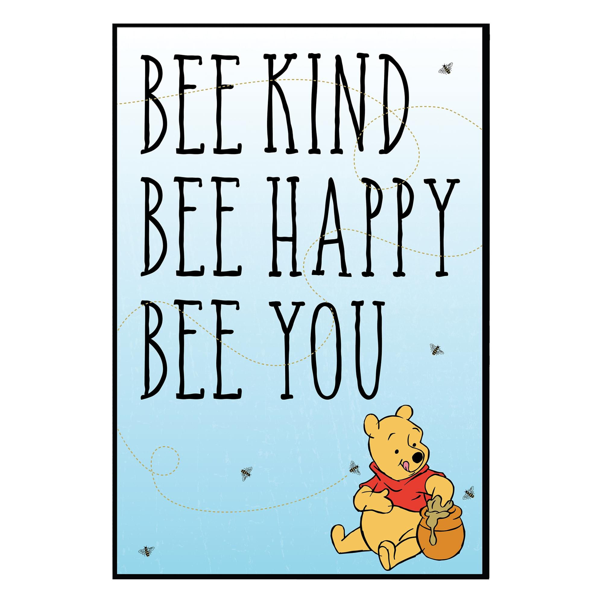 Charming Winnie the Pooh Bee Kind 13 x 19 Inch Framed MDF Wall Art - A Must-Have for Disney Fans