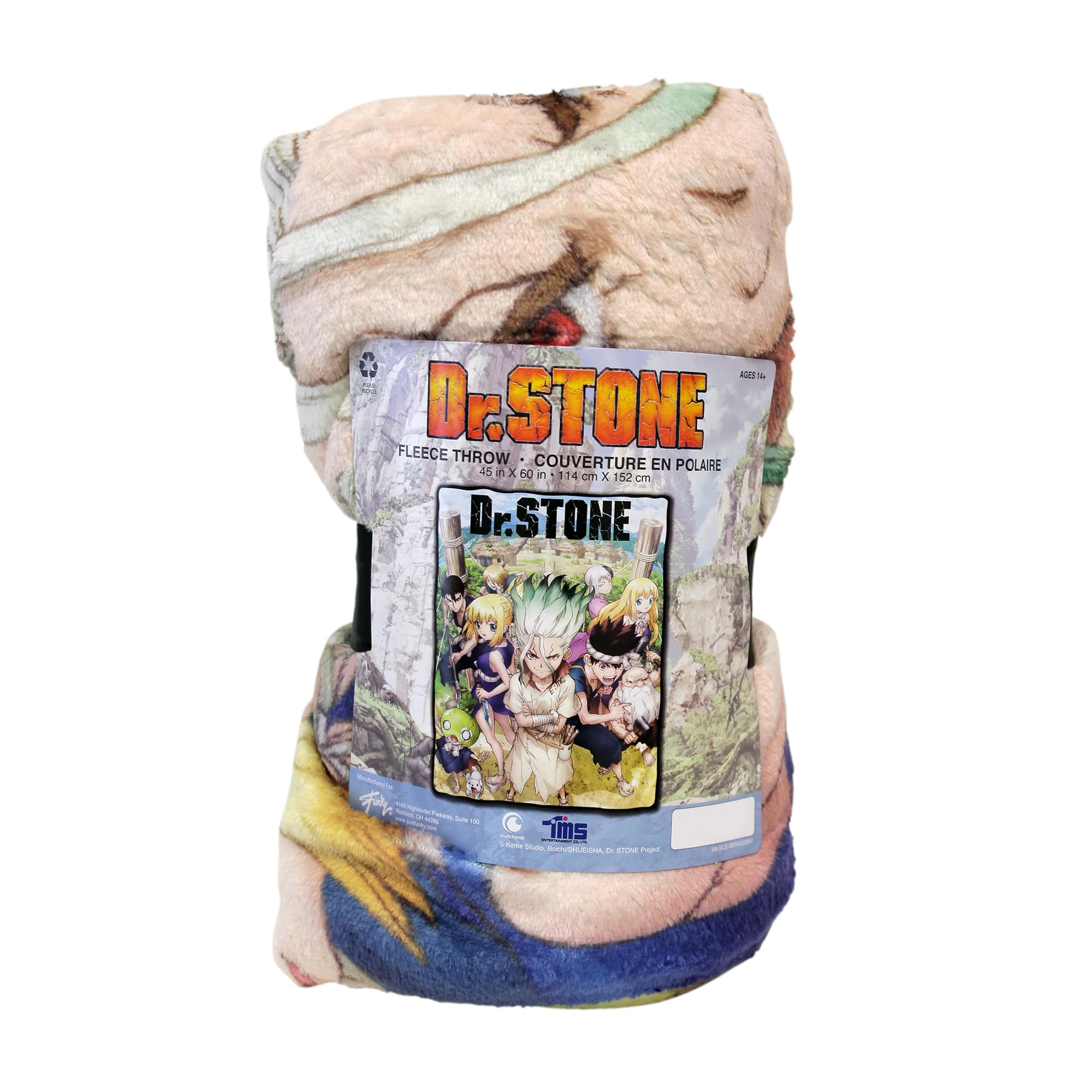 Dr. Stone Kingdom of Science Ultra Cozy 45 x 60 Inch Fleece Throw Blanket with Button - A Must-Have for Fans!