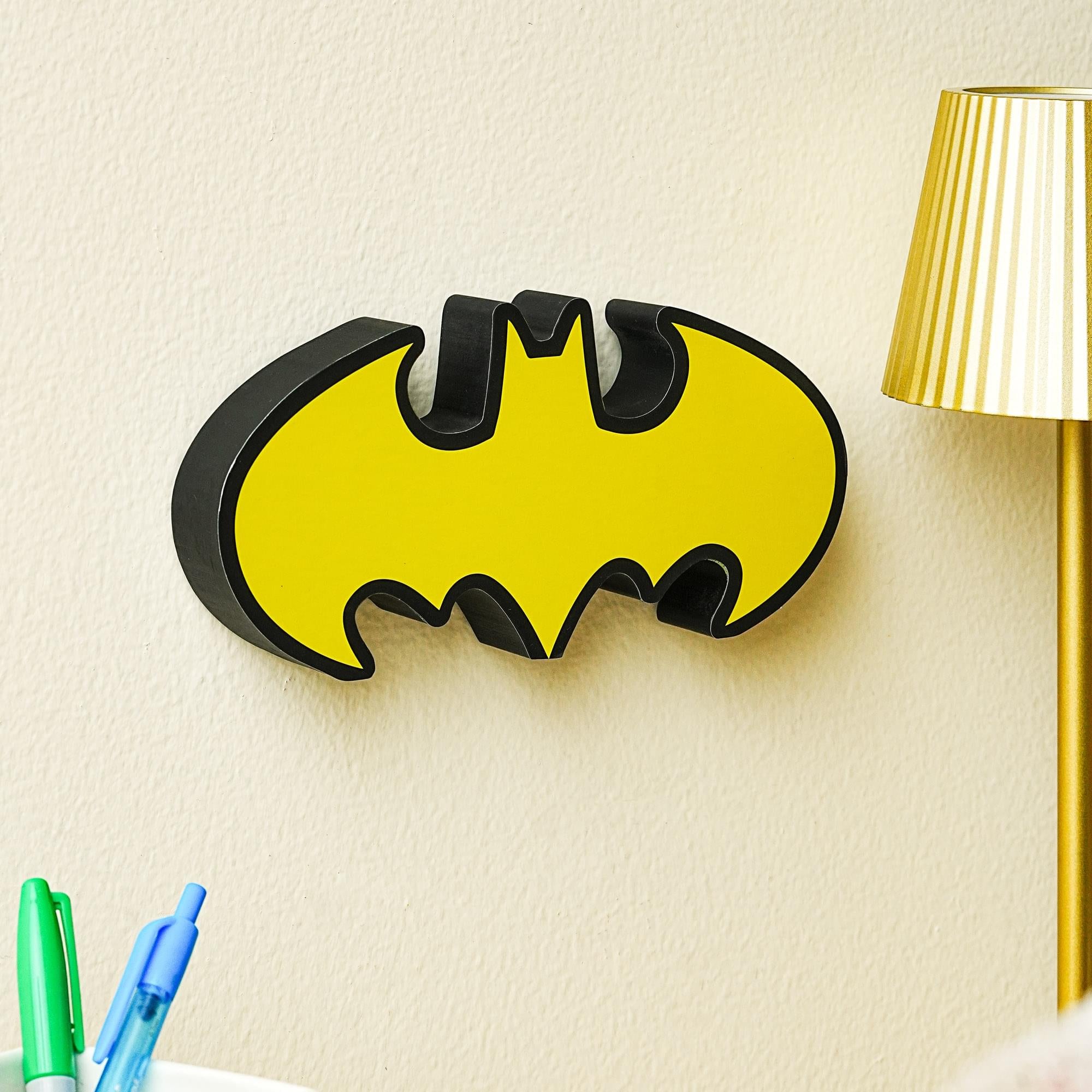 Epic DC Comics Batman Emblem Die-Cut Wooden Wall Art Sign - 4 x 8 Inches