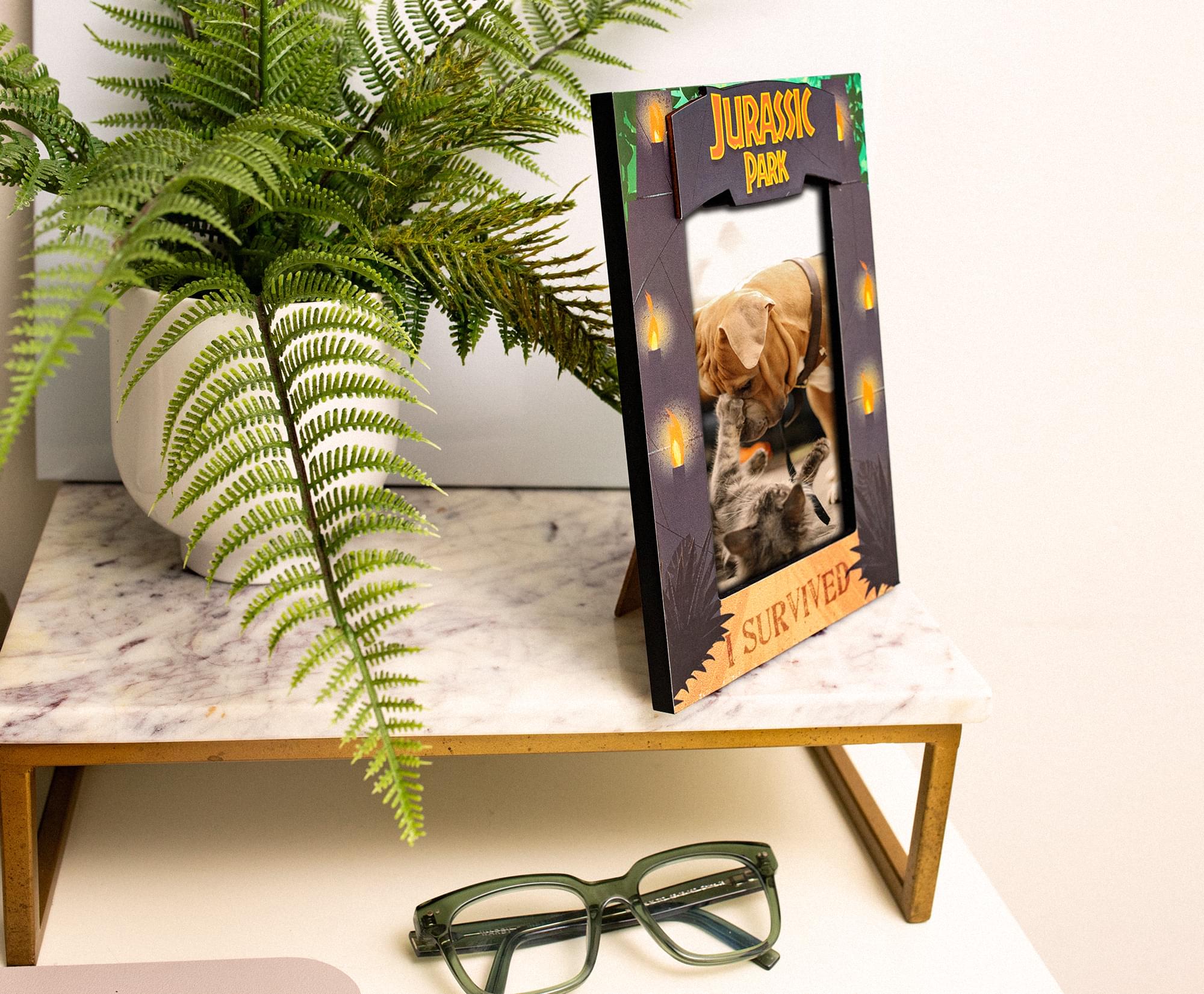 Jurassic Park I Survived Die-Cut Photo Frame - 4 x 6 Inch Photos