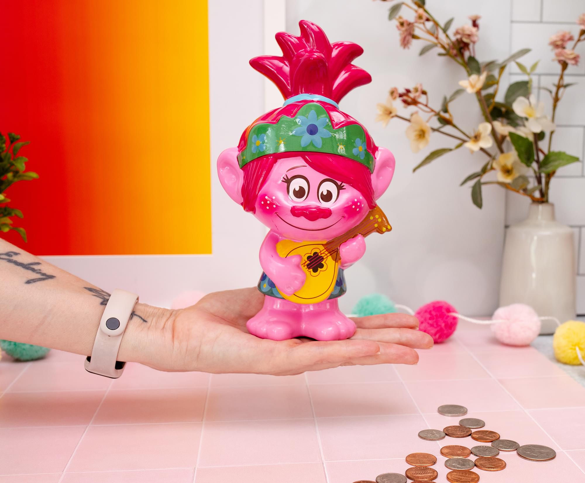 Enchanting Trolls Poppy 6-Inch Ceramic Money Bank
