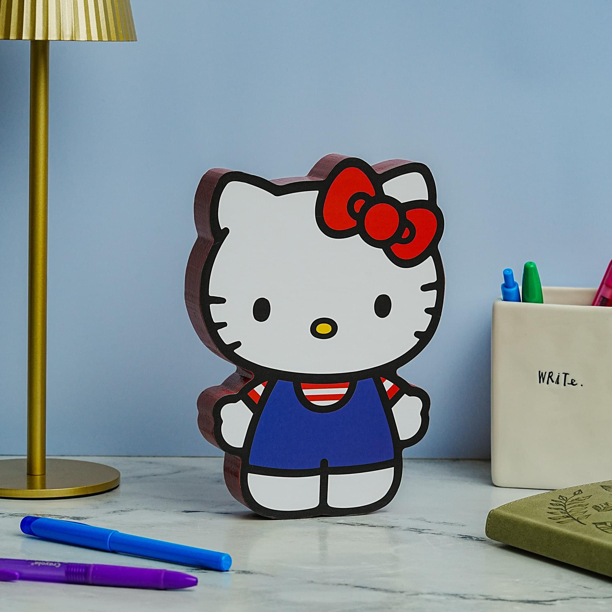 Sanrio Hello Kitty 8x6 Inch Classic Die-Cut Wooden Wall Art Sign - Add a Pop of Playful Charm to Your Space!