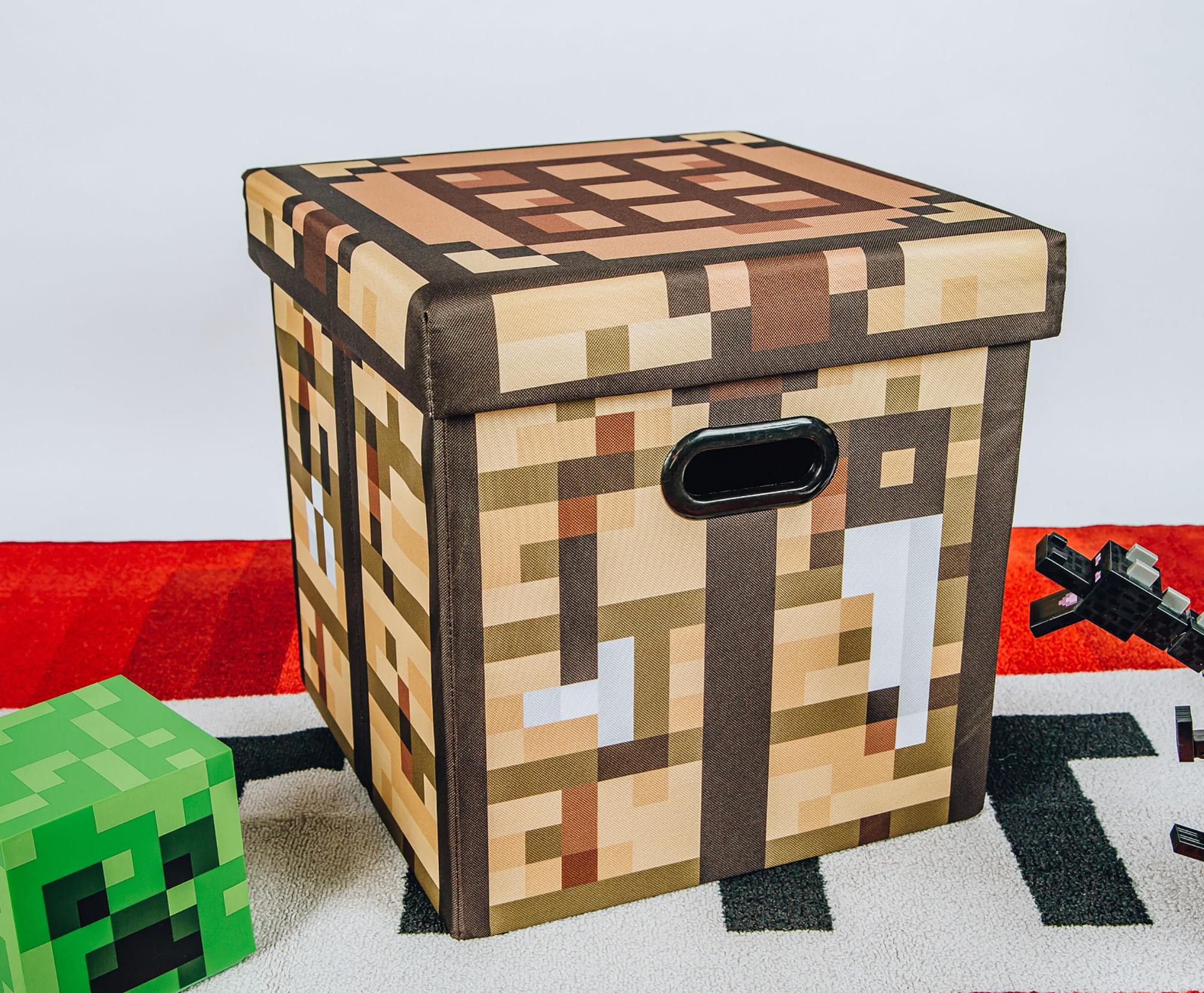 Fun and Functional: Minecraft 15-Inch Crafting Table Storage Bin with Lid
