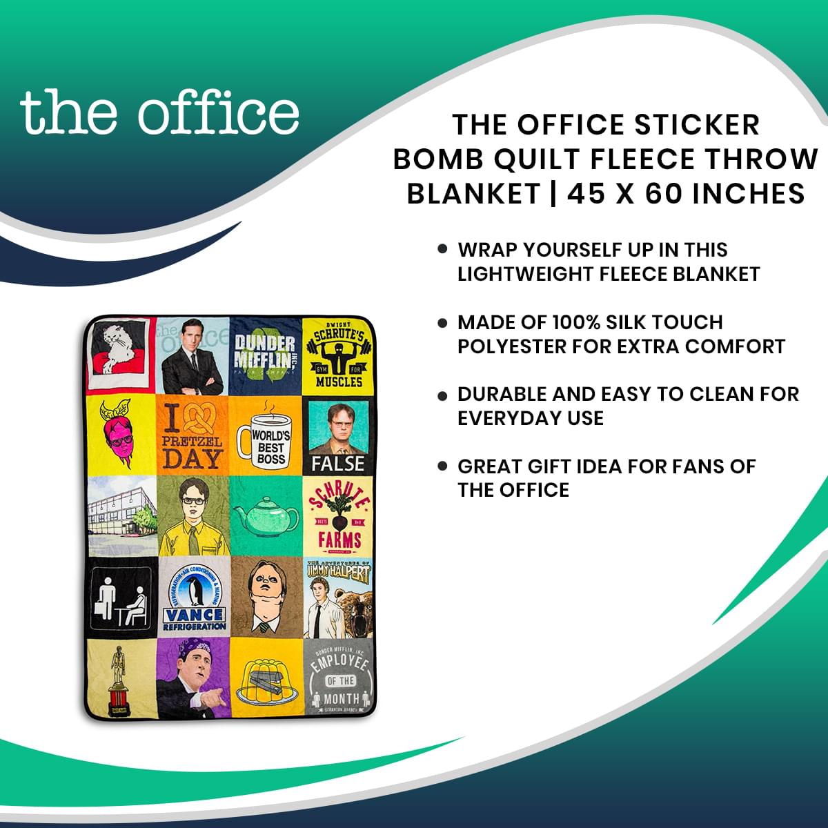 The Office Sticker Bomb Cozy Fleece Throw Blanket - 45 x 60 Inches