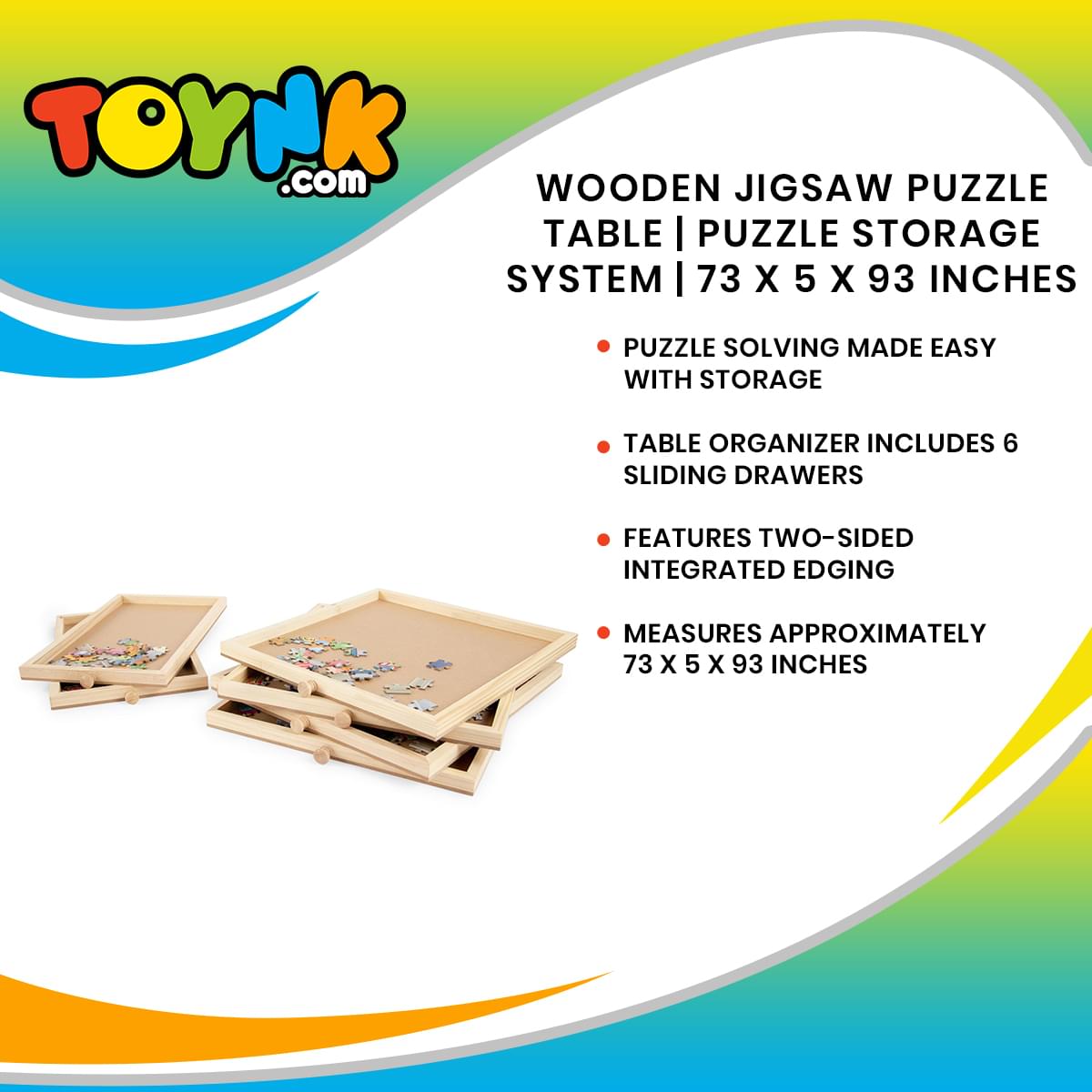 Wooden Puzzle Paradise: 35 x 2 x 28 Inches Jigsaw Puzzle Table with Storage