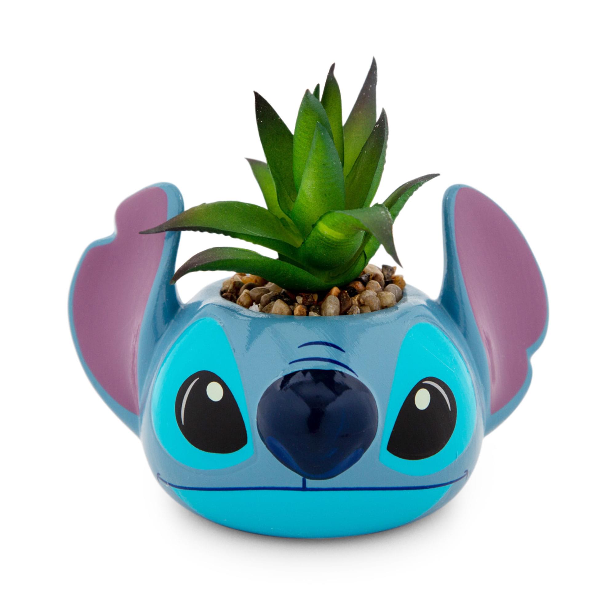 Enchanting Disney Lilo & Stitch 3-Inch Ceramic Mini Planter with Artificial Succulent