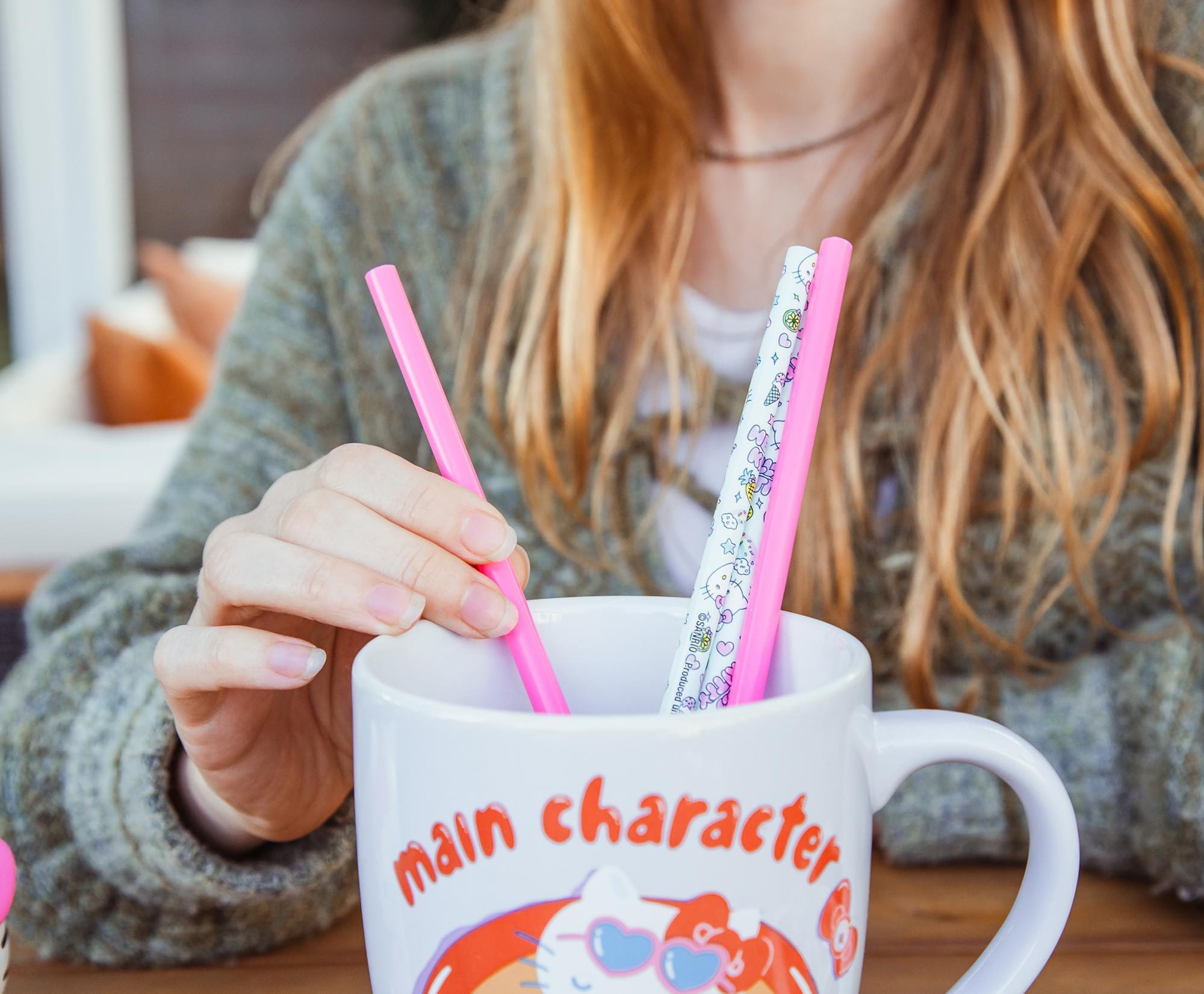Sanrio Hello Kitty Adorable Reusable Plastic Straw Set - 4 Pack