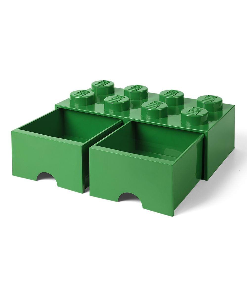 Fun and Functional Lego-Inspired 2-Drawer Dark Green Storage Box