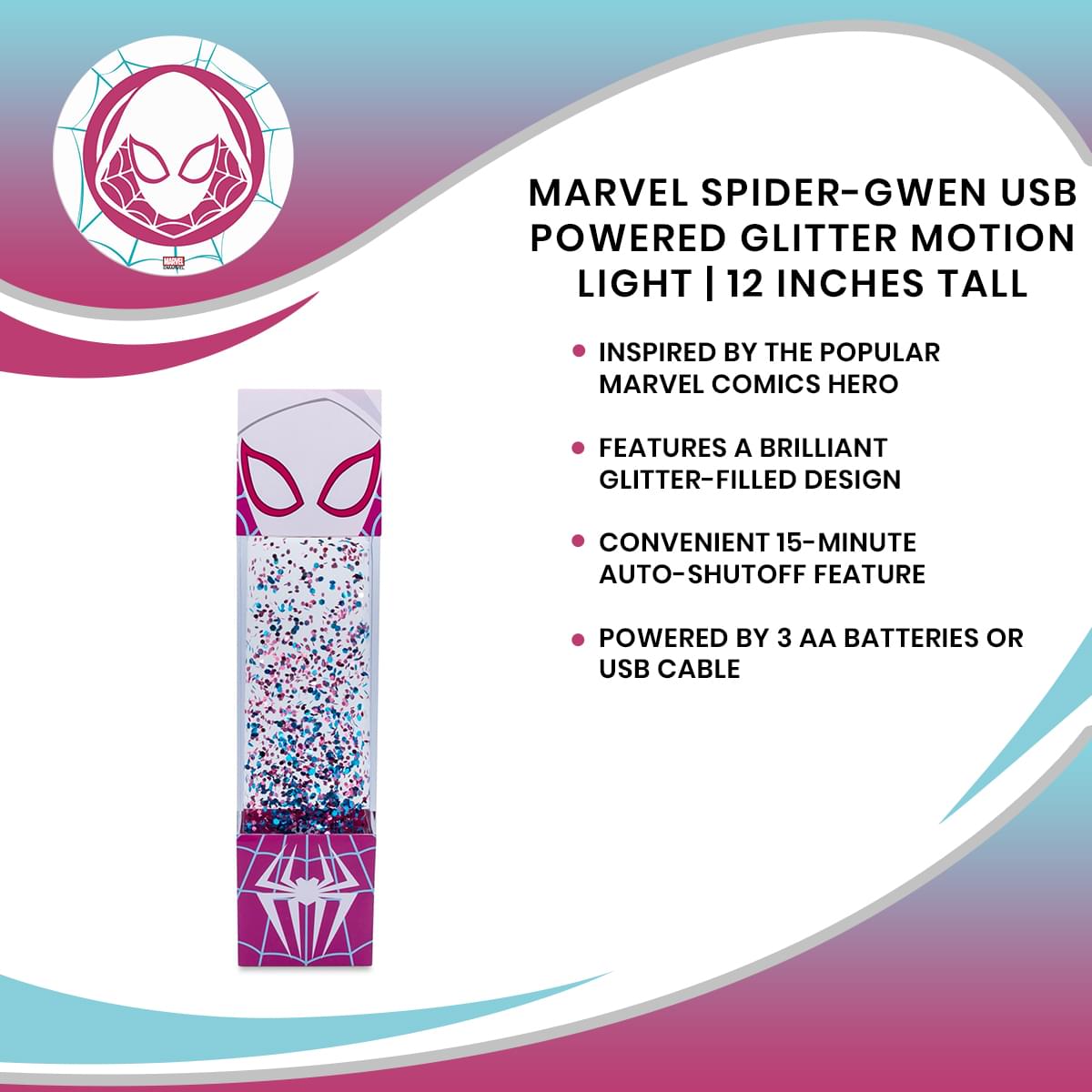 Glittering Marvel Spider - Gwen USB - Powered Motion Light - 12 Inches