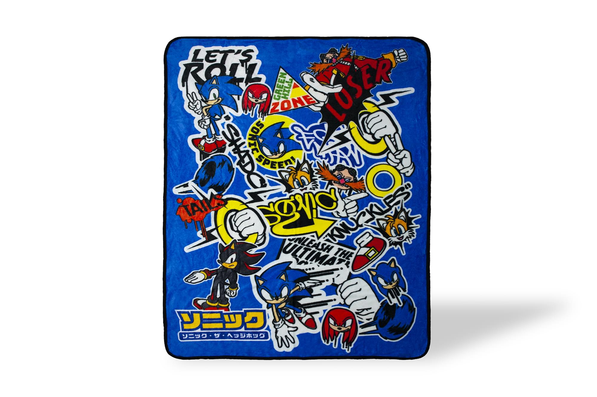 Epic Sonic The Hedgehog Sticker Bomb Fleece Throw Blanket - 45 x 60 Inches of Cozy Gaming Goodness