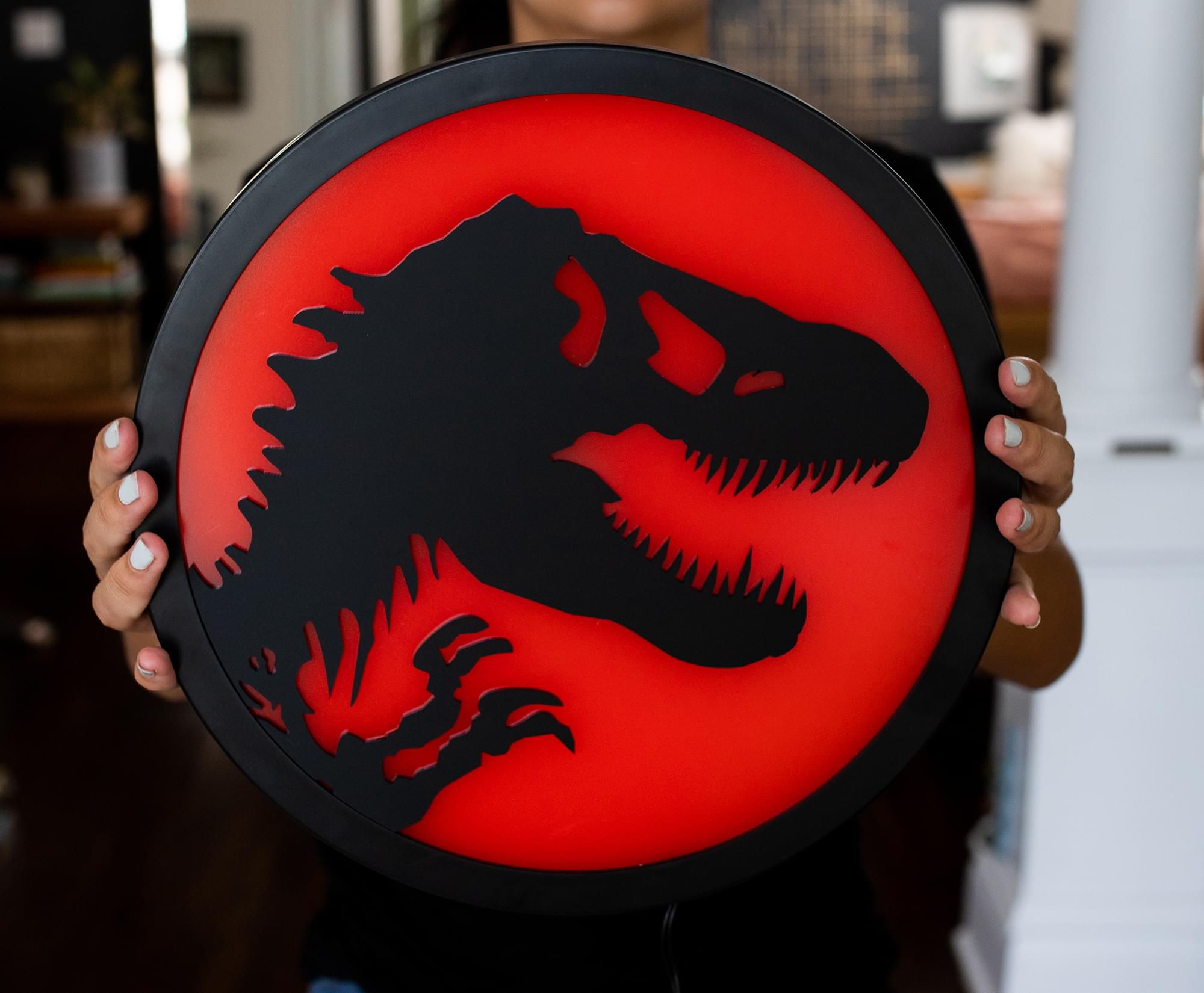 Roar into Your Space with the Jurassic Park T-Rex LED Wall Light Sign (12 Inches Tall)