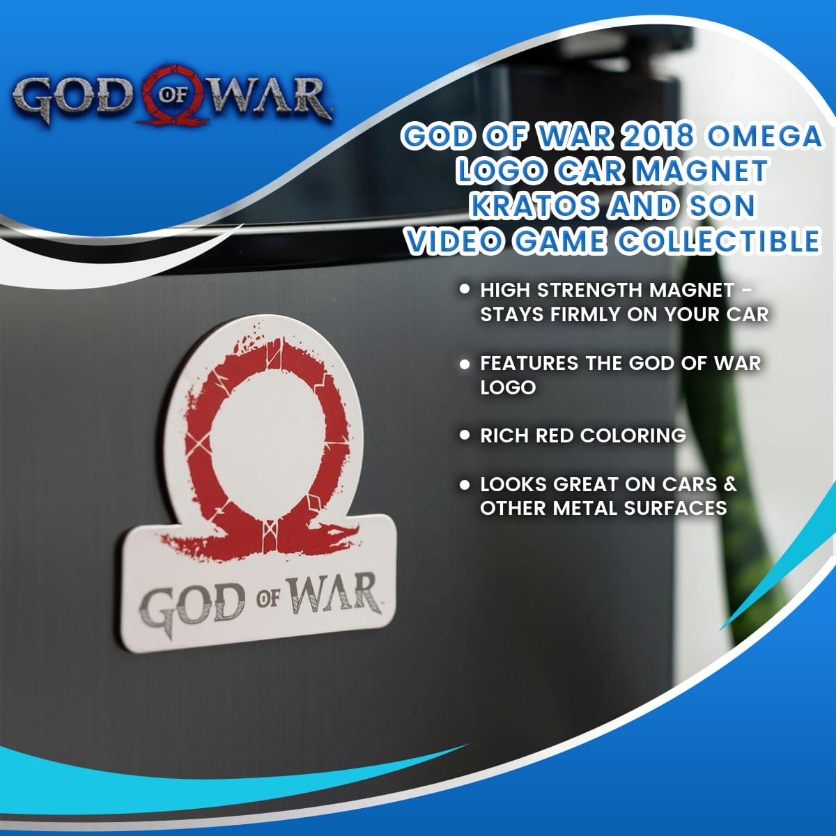 Epic God of War 2018 Omega Logo Car Magnet - Kratos and Son! A Must-Have Video Game Collectible