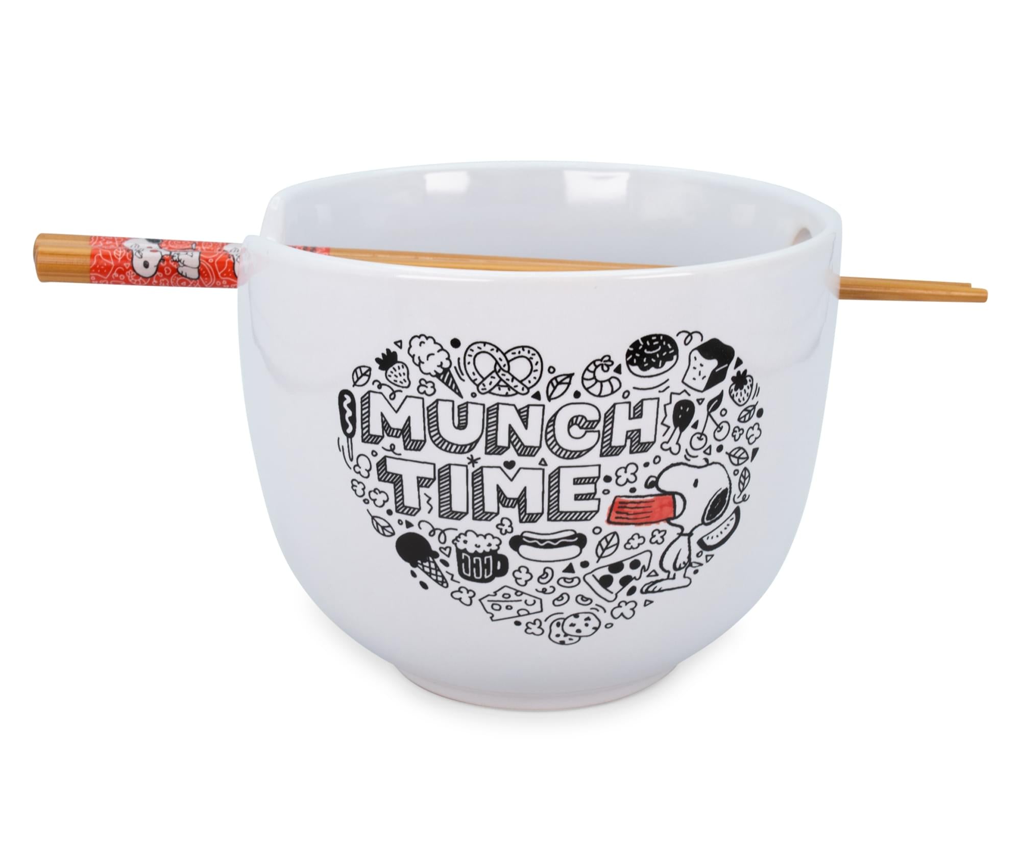 Peanuts Munch Time 20 - Ounce Ceramic Ramen Bowl Set with Chopsticks - A Must - Have for Ramen Lovers
