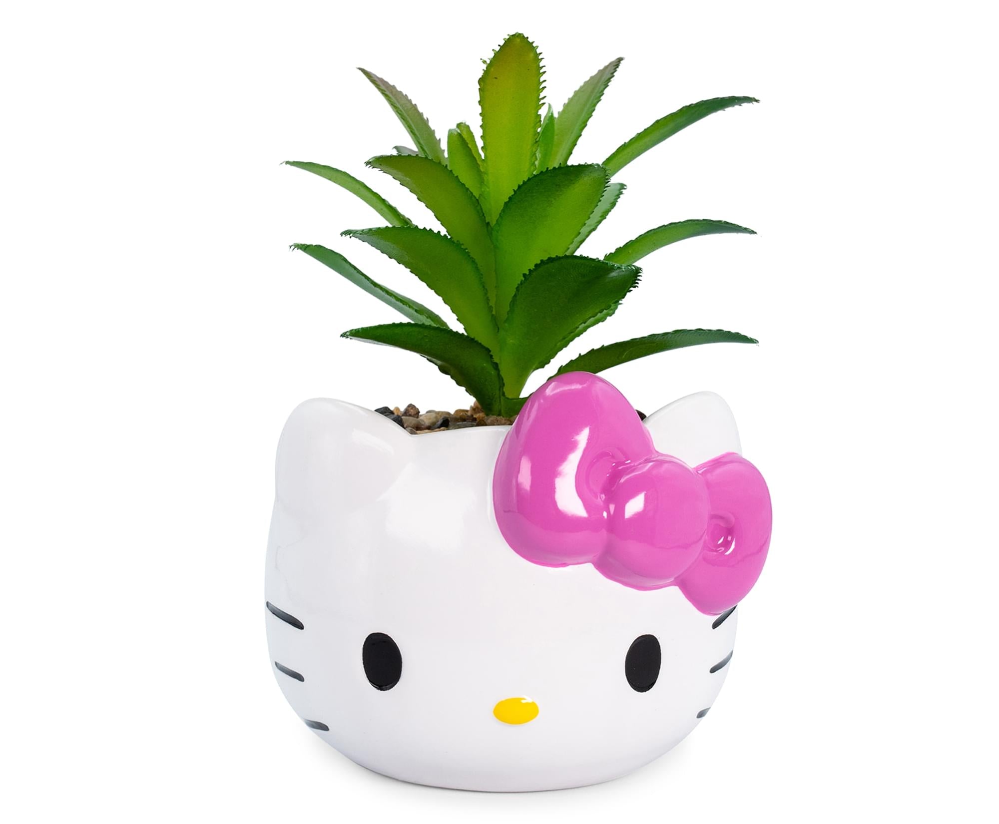 Sanrio Hello Kitty Ceramic Mini Planter with Artificial Succulent - 3-Inch Delight