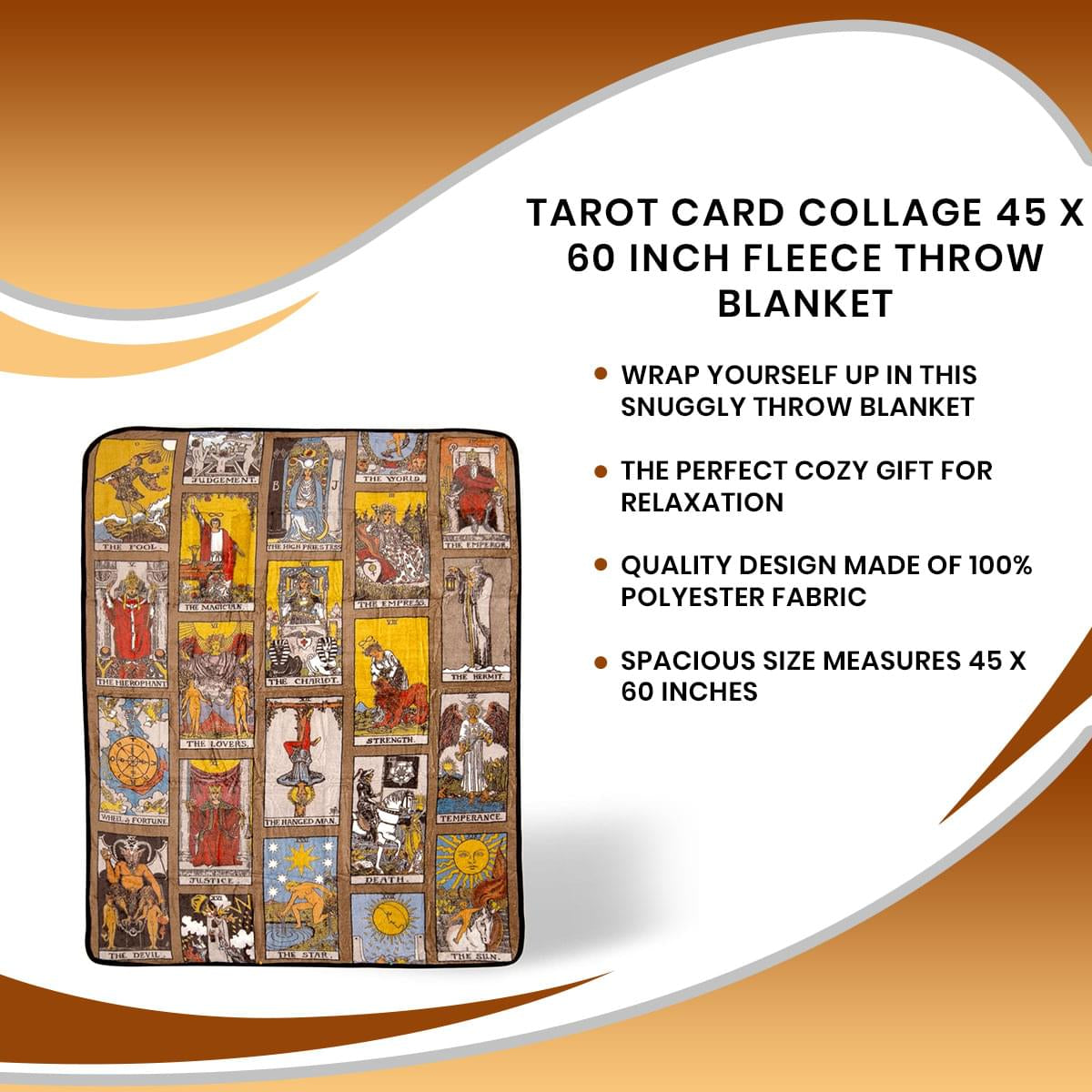 Mystical Tarot Card 45 x 60 Inch Fleece Comfort Throw Blanket