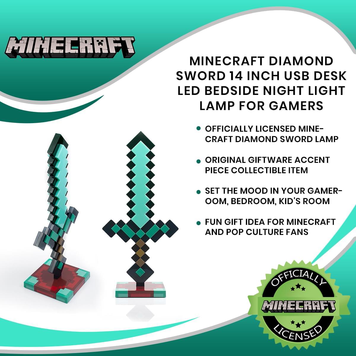 Enchanting Minecraft Diamond Sword USB Desk & Bedside LED Night Light for Gamers