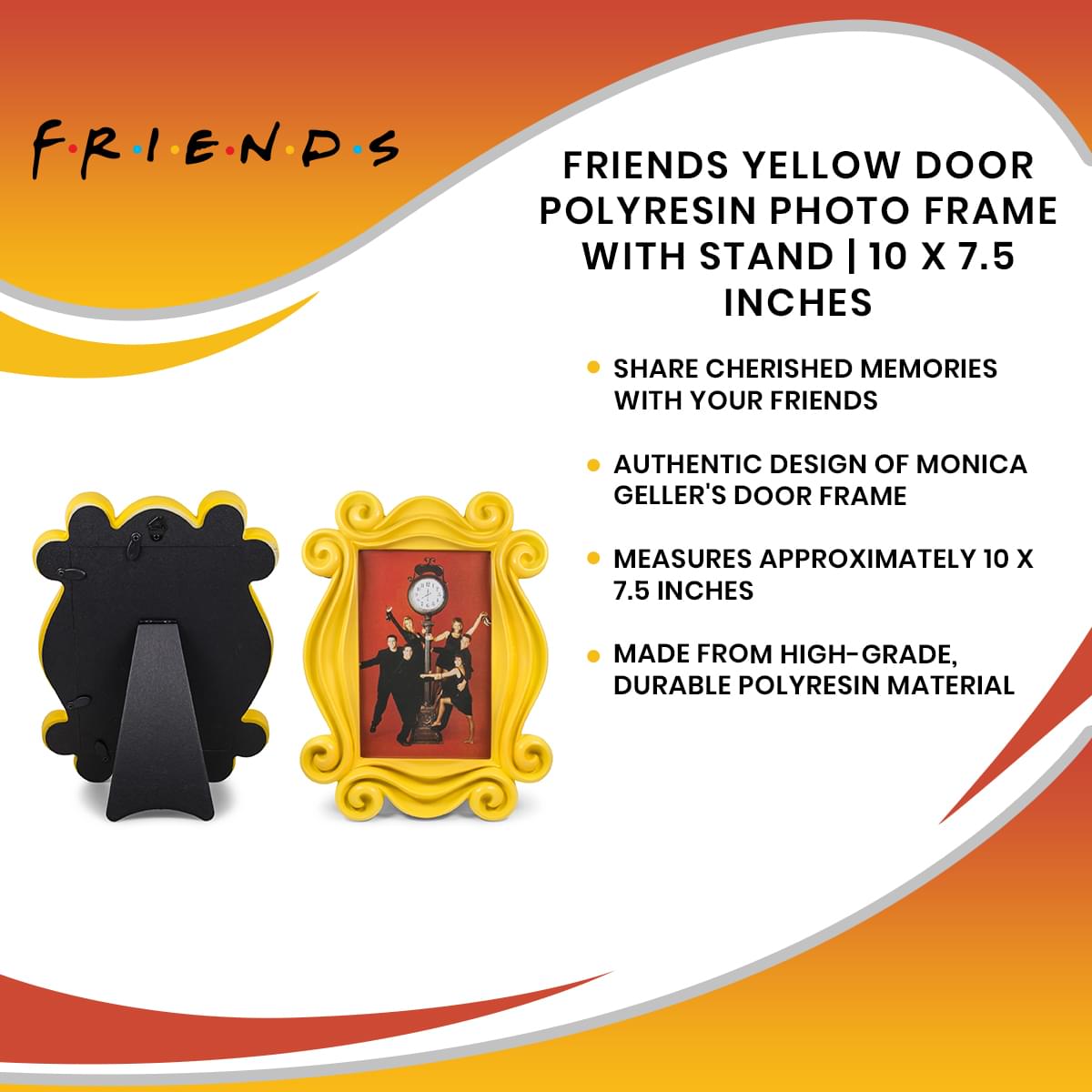 Friends-Inspired Yellow Door Polyresin Photo Frame with Stand - 10 x 7.5 Inches