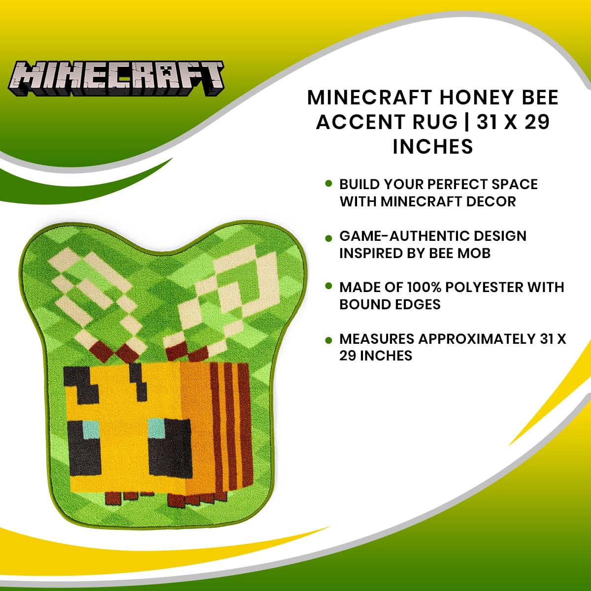 Bee-tastic Minecraft Accent Rug - 31 x 29 Inches