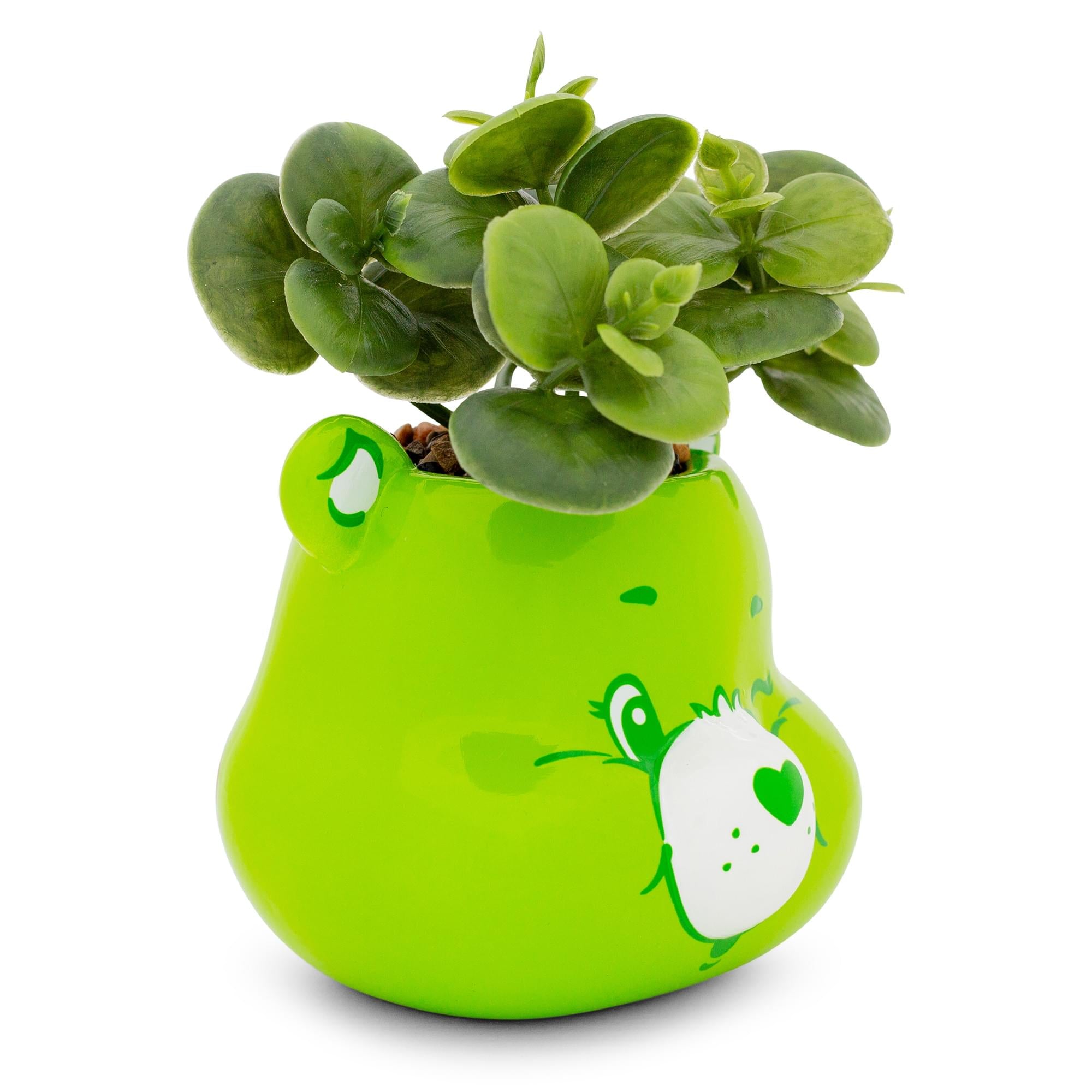 Care Bears Good Luck Bear 5-Inch Ceramic Mini Planter with Artificial Succulent - Bring Good Luck and Style