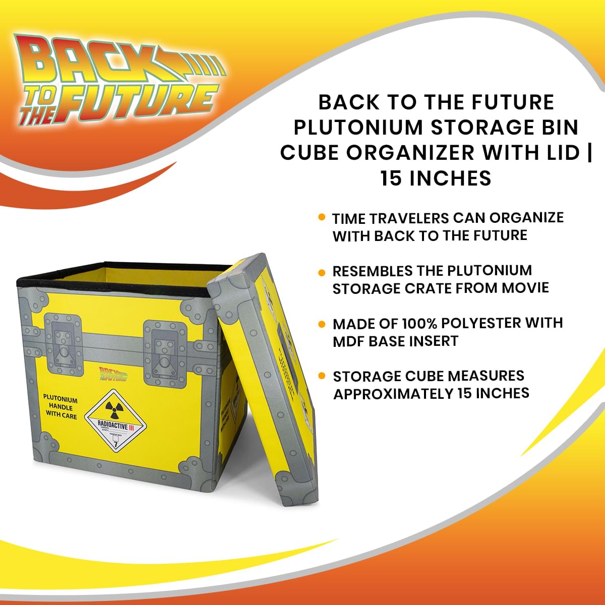 Back to the Future Plutonium Storage Cube Organizer with Lid - 15 Inches