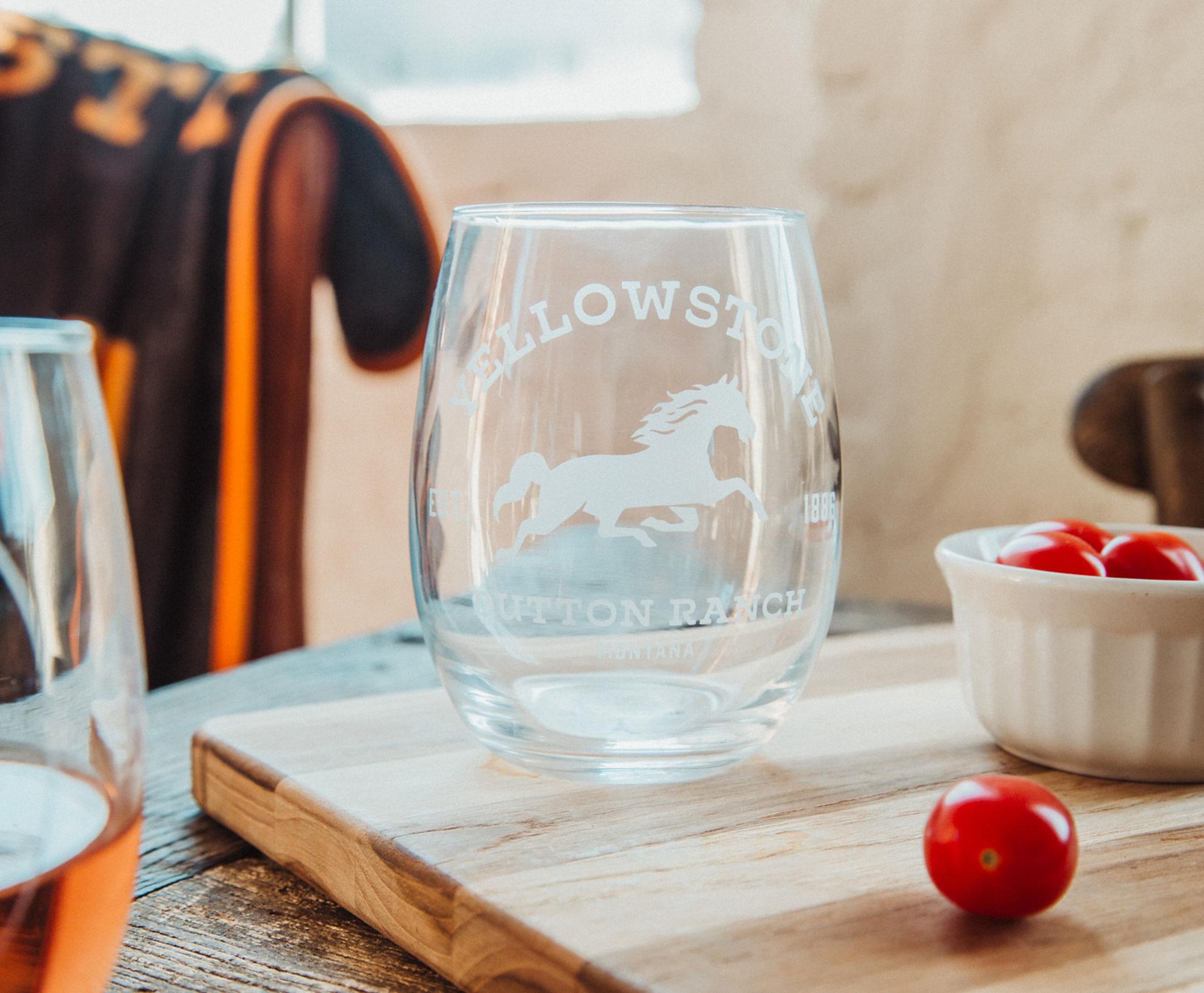 Yellowstone Dutton Ranch 20 - Ounce Stemless Wine Glass Set of 2 - Sip in Style!