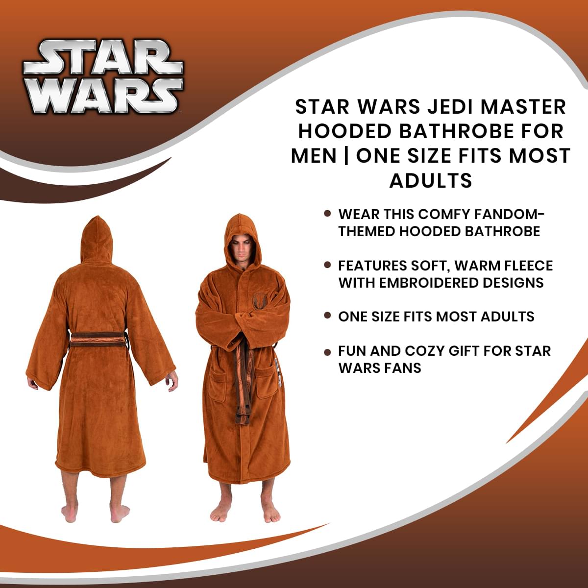 Unleash Your Inner Jedi with Our Universal One-Size-Fits-Most Adult Star Wars Hooded Bathrobe