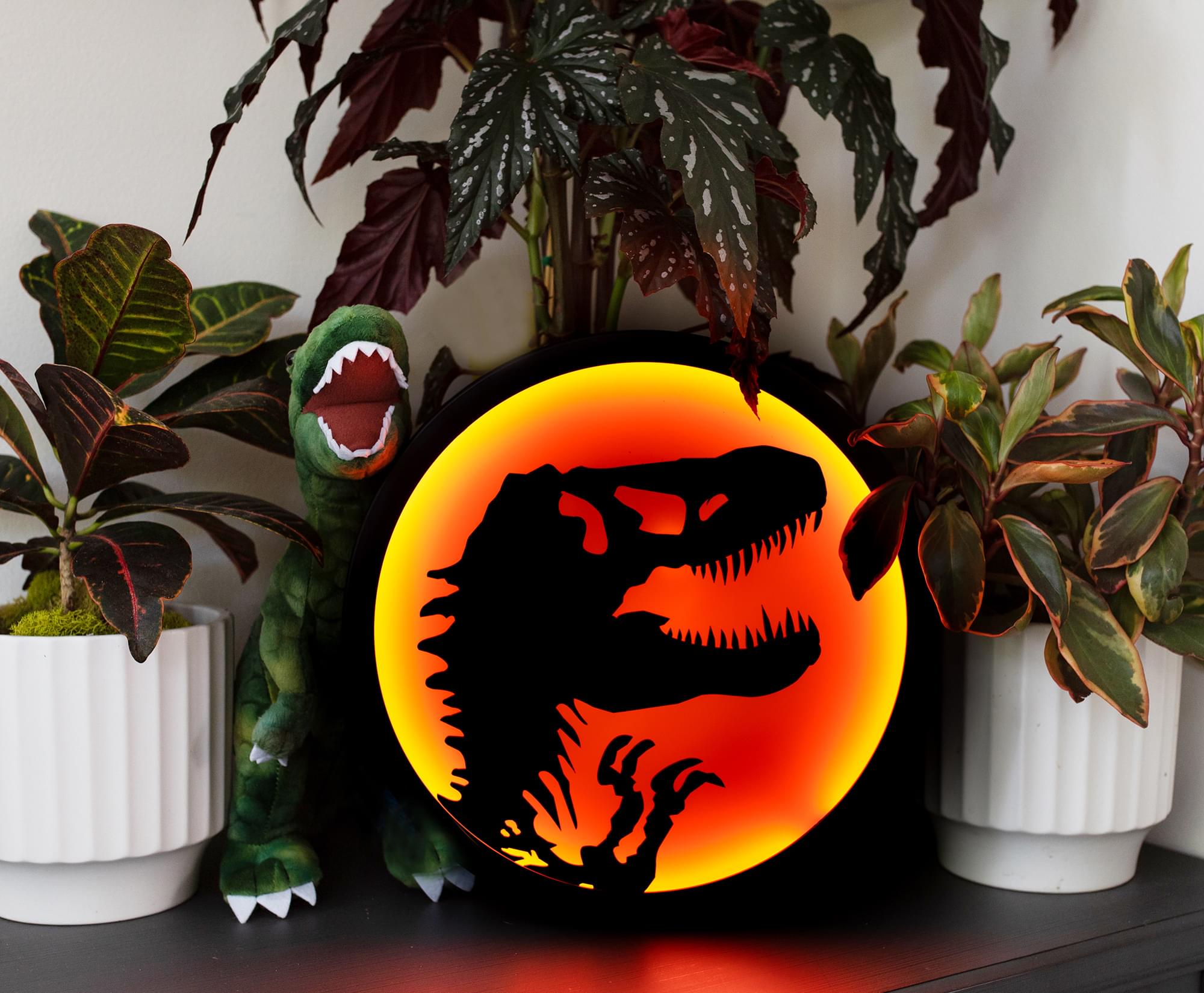 Roar into Your Space with the Jurassic Park T-Rex LED Wall Light Sign (12 Inches Tall)