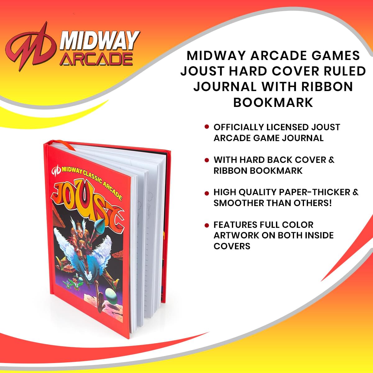 Midway Arcade's Joust Hardcover Ruled Journal with Ribbon Bookmark