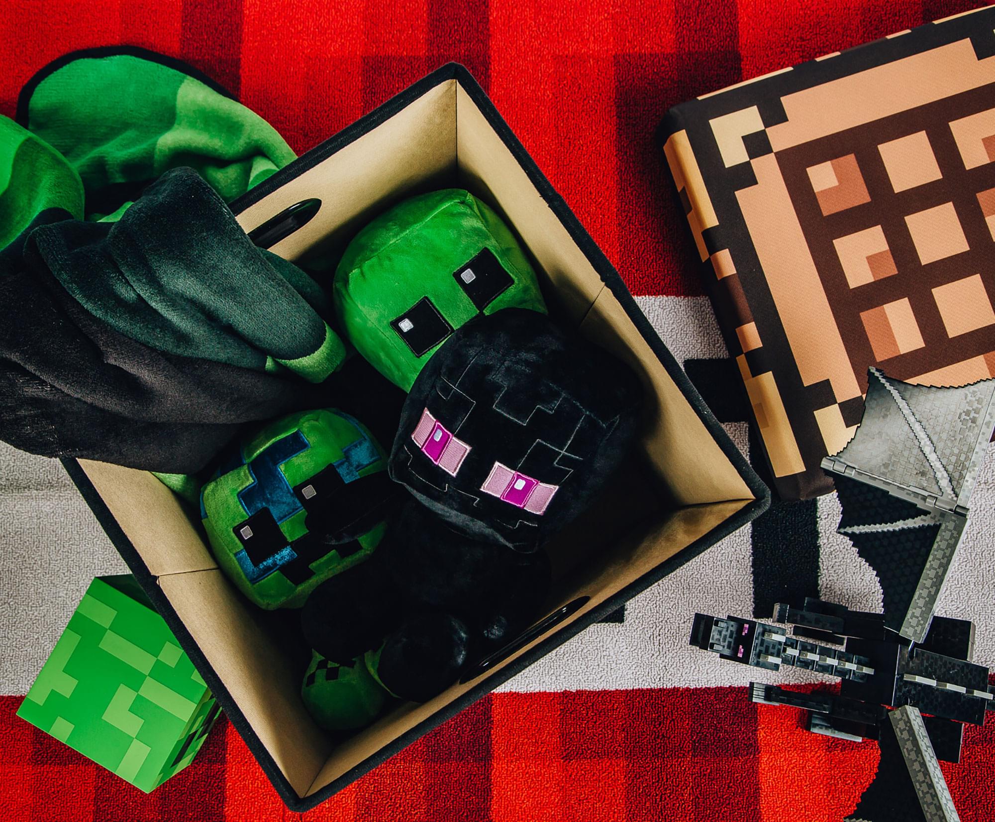 Fun and Functional: Minecraft 15-Inch Crafting Table Storage Bin with Lid