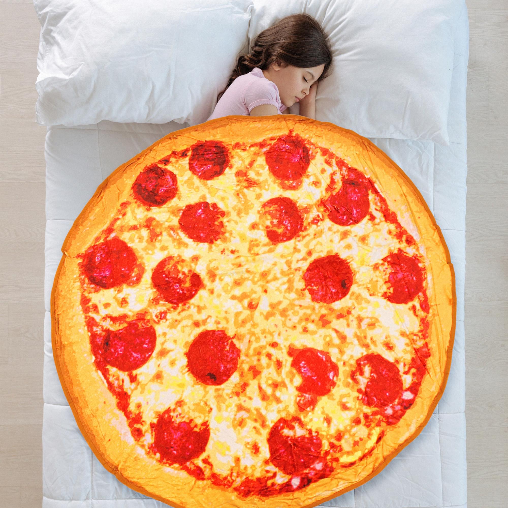 Delicious Pepperoni Pizza Round Throw Blanket - Warm & Cozy