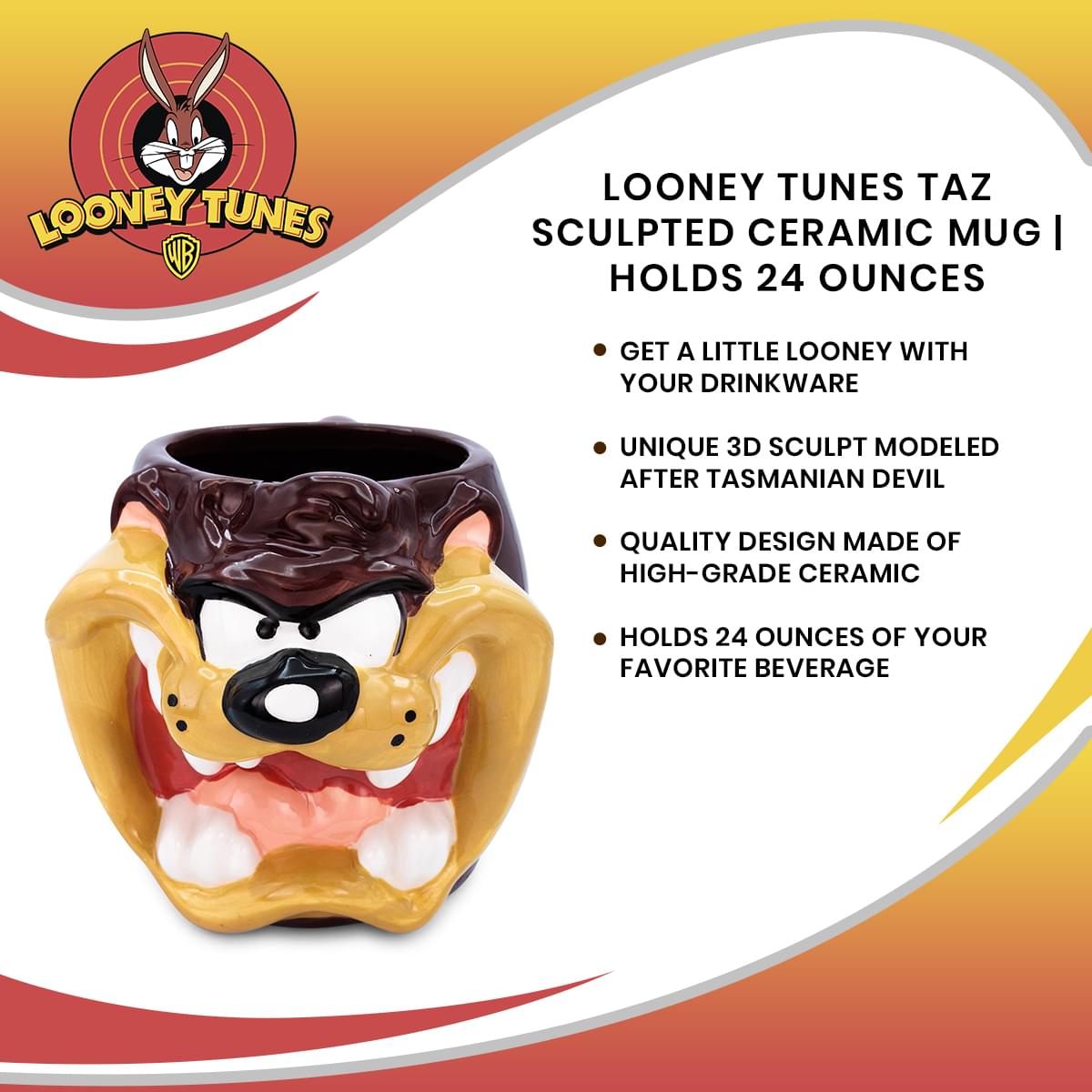 Looney Tunes Taz Ceramic Mug - 24 Ounce Fun