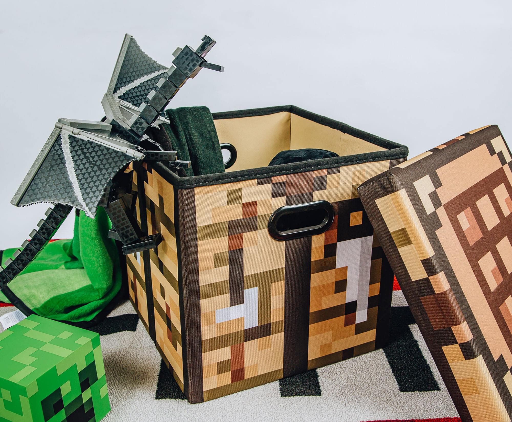Fun and Functional: Minecraft 15-Inch Crafting Table Storage Bin with Lid