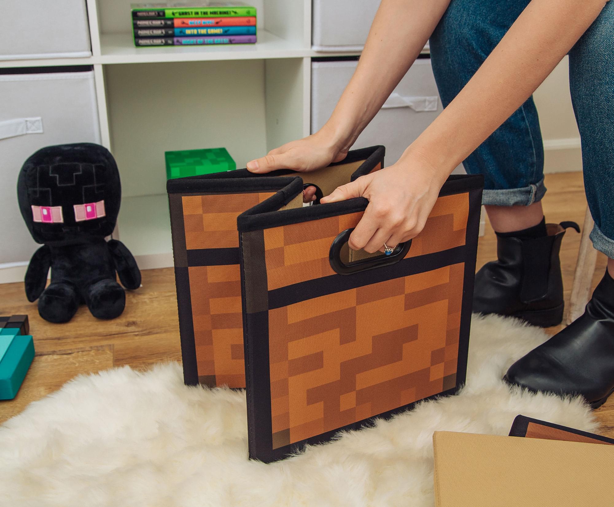 Minecraft Brown Chest 13-Inch Fabric Storage Bin Cube Organizer with Lid