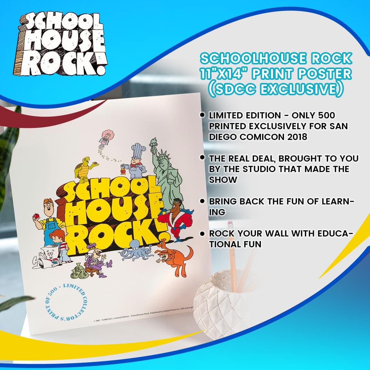 Exclusive SDCC Schoolhouse Rock 11x14 Print Poster - A Blast from the Past!