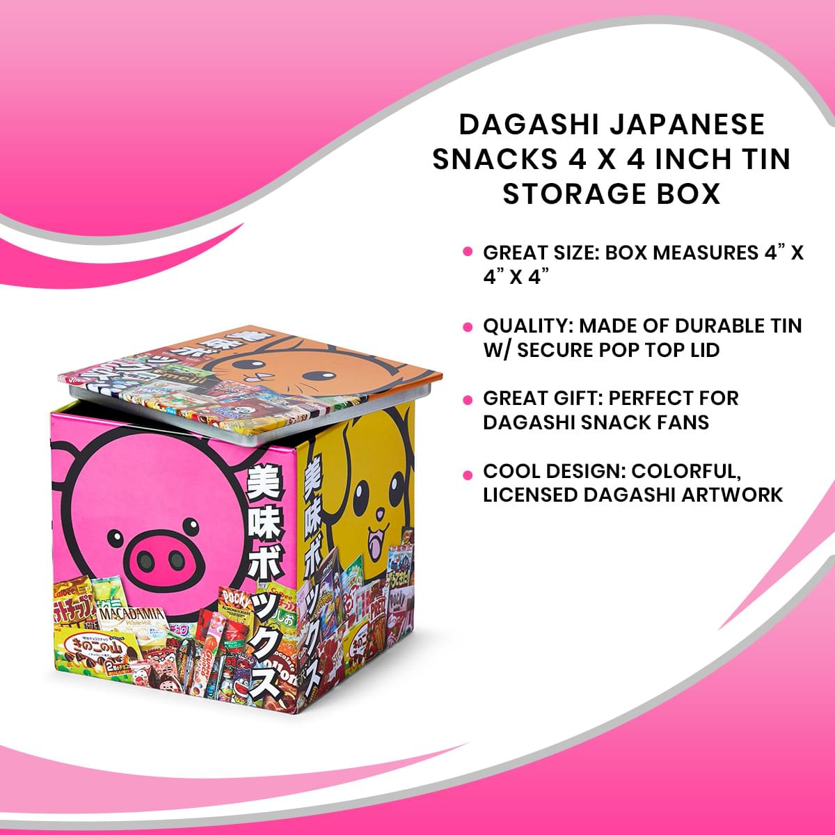 Dagashi Anime Otaku Tin Storage Box - 4x4 Inch, Ideal for Snacks and More!