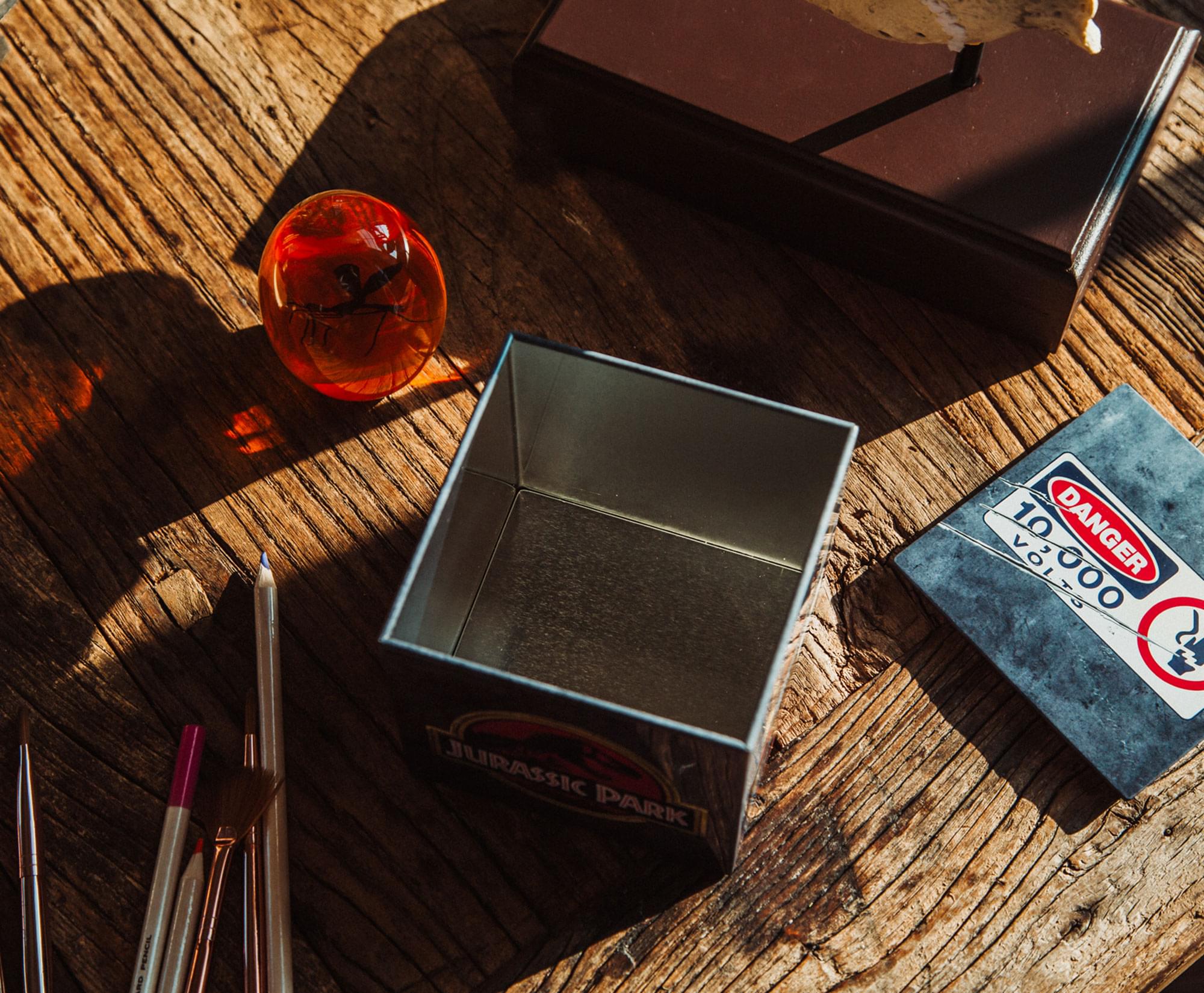 Jurassic Park 4-Inch Cube Tin Storage Box with Lid - Keep Your Space Organized!