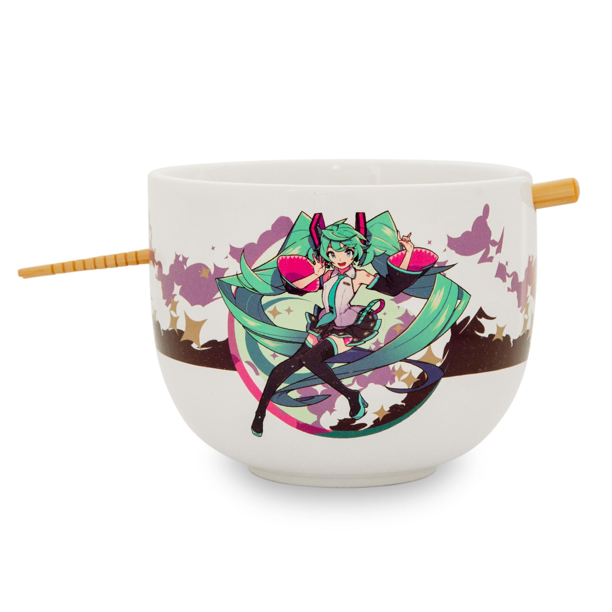 Hatsune Miku-Inspired 14-Ounce Ramen Bowl with Chopsticks