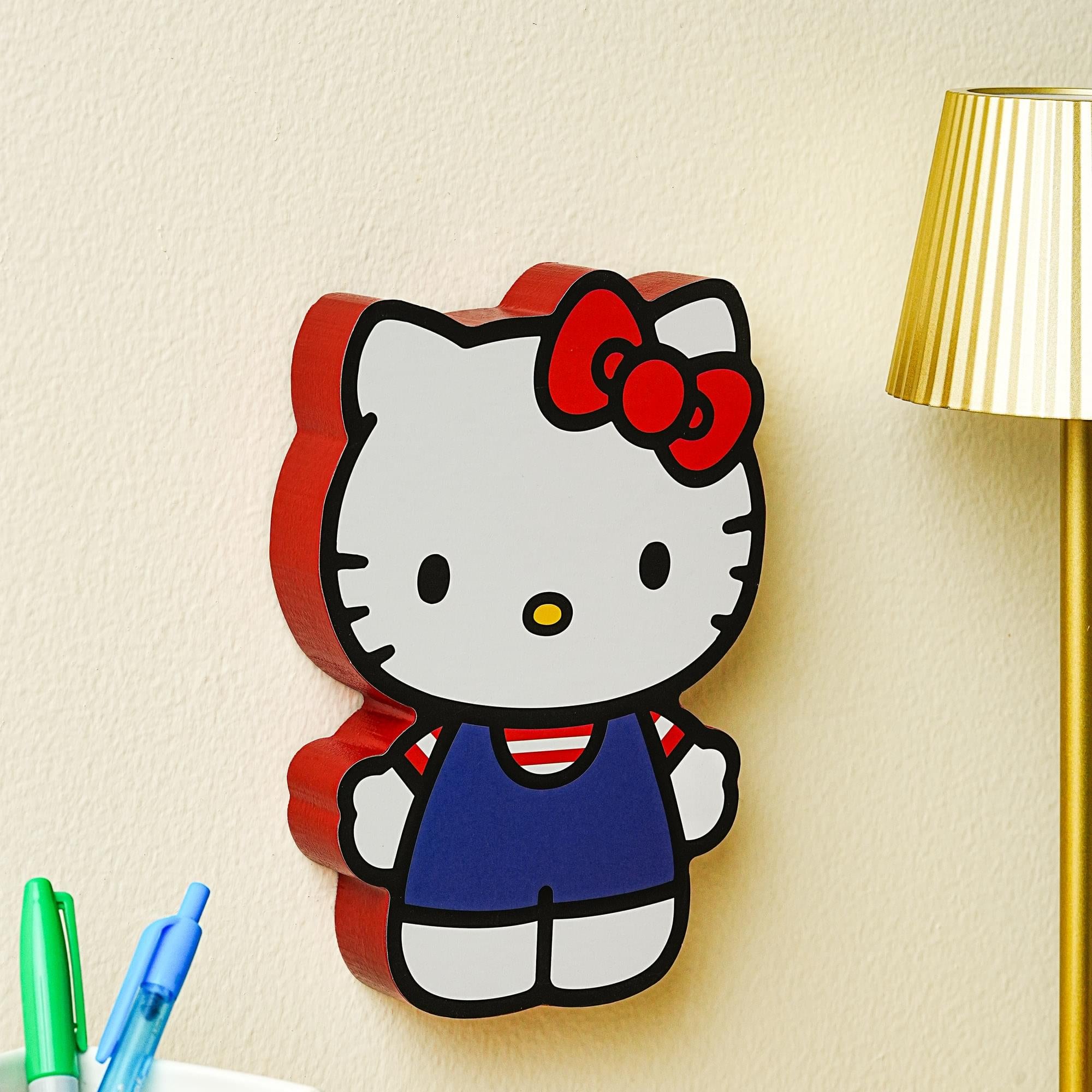 Sanrio Hello Kitty 8x6 Inch Classic Die-Cut Wooden Wall Art Sign - Add a Pop of Playful Charm to Your Space!