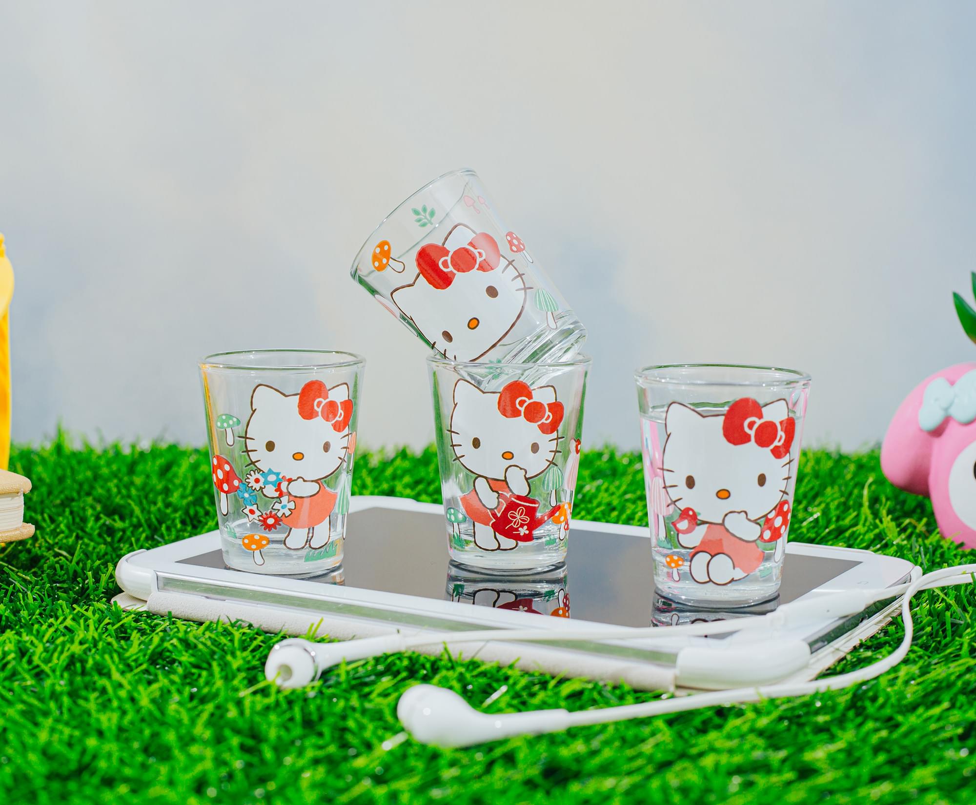 Sanrio Hello Kitty Mushroom-Inspired 2-Ounce Mini Shot Glasses Set of 4