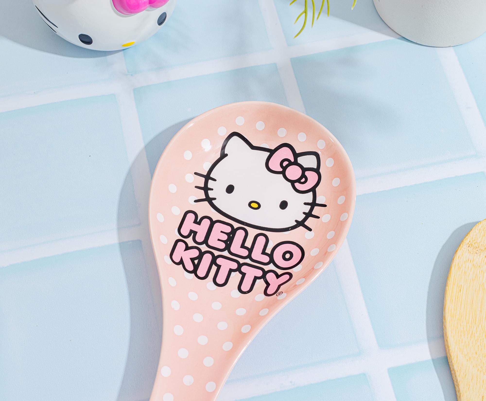 Adorable Sanrio Hello Kitty Ceramic Spoon Rest with Polka Dots