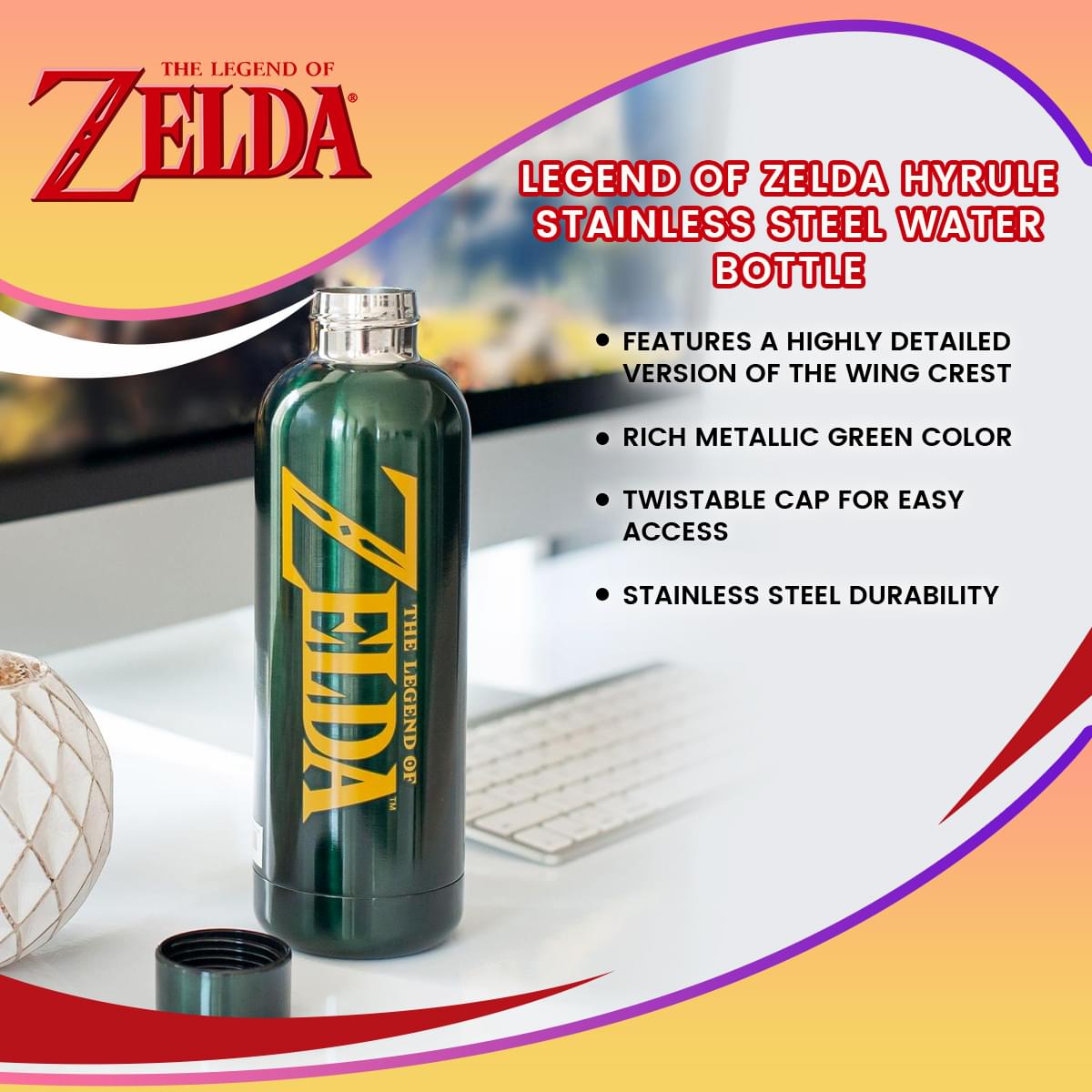 The Legend of Zelda Hyrule Stainless Steel Water Bottle - A Must-Have for Fans