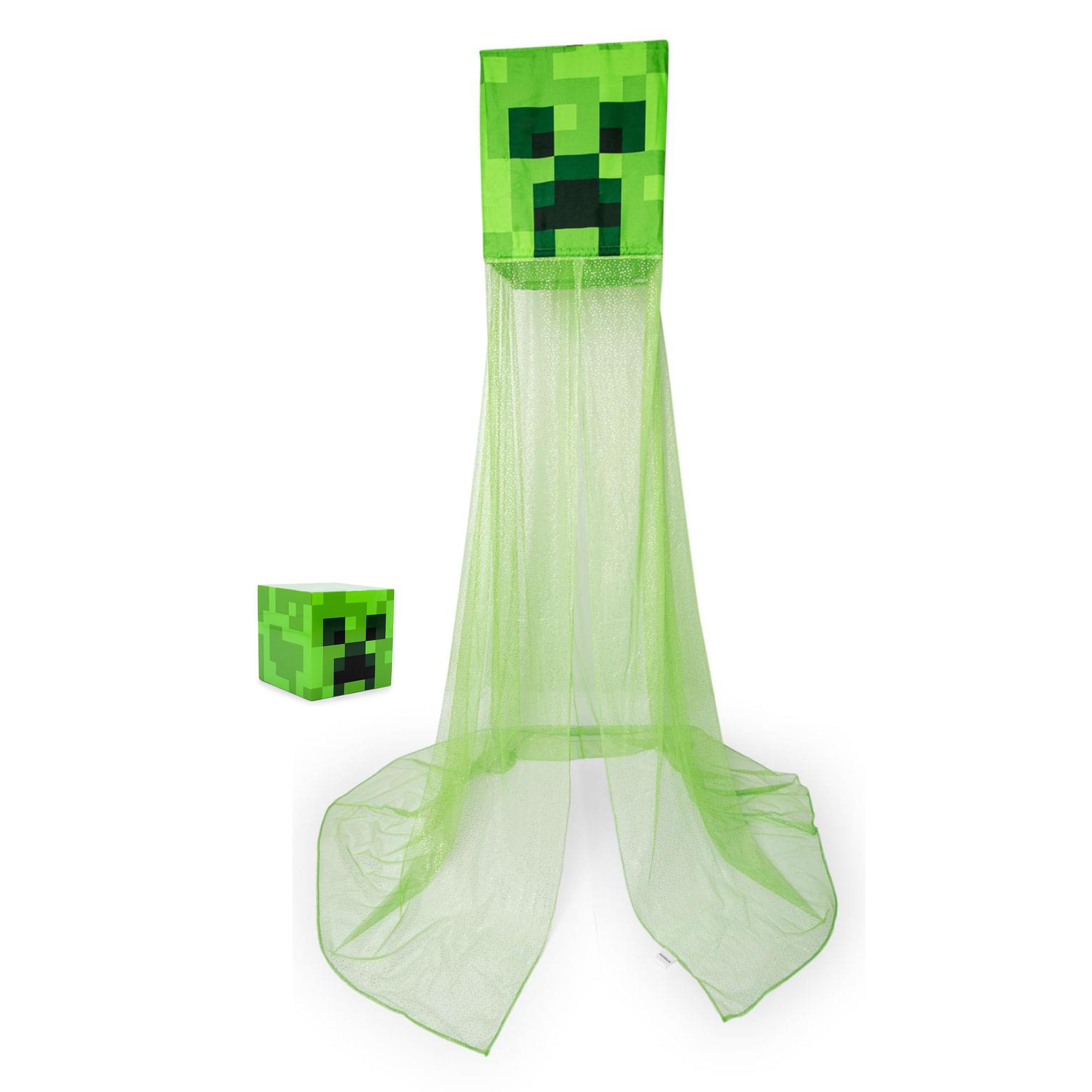 Level Up Your Bedroom with the Minecraft 2-Piece Creeper Bundle - Nightlight & Bed Canopy