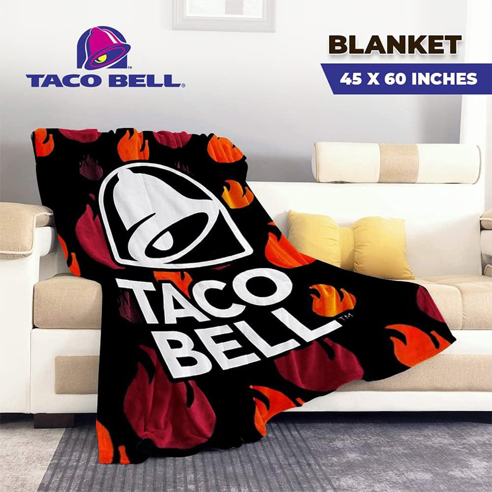 Cozy Taco Bell Logo Fleece Throw Blanket - 45 x 60 Inches